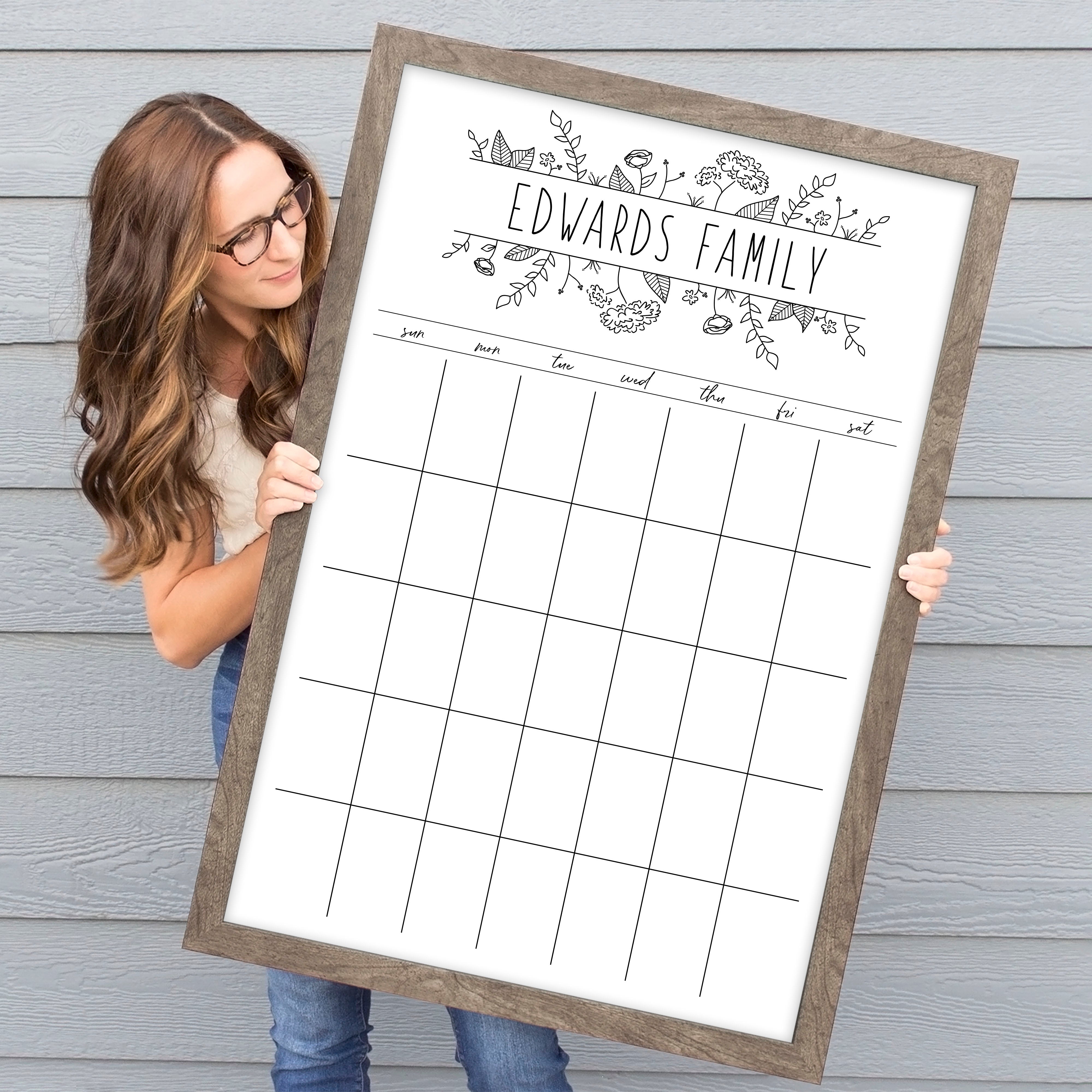 Monthly Framed Whiteboard Calendar | Vertical Lucy