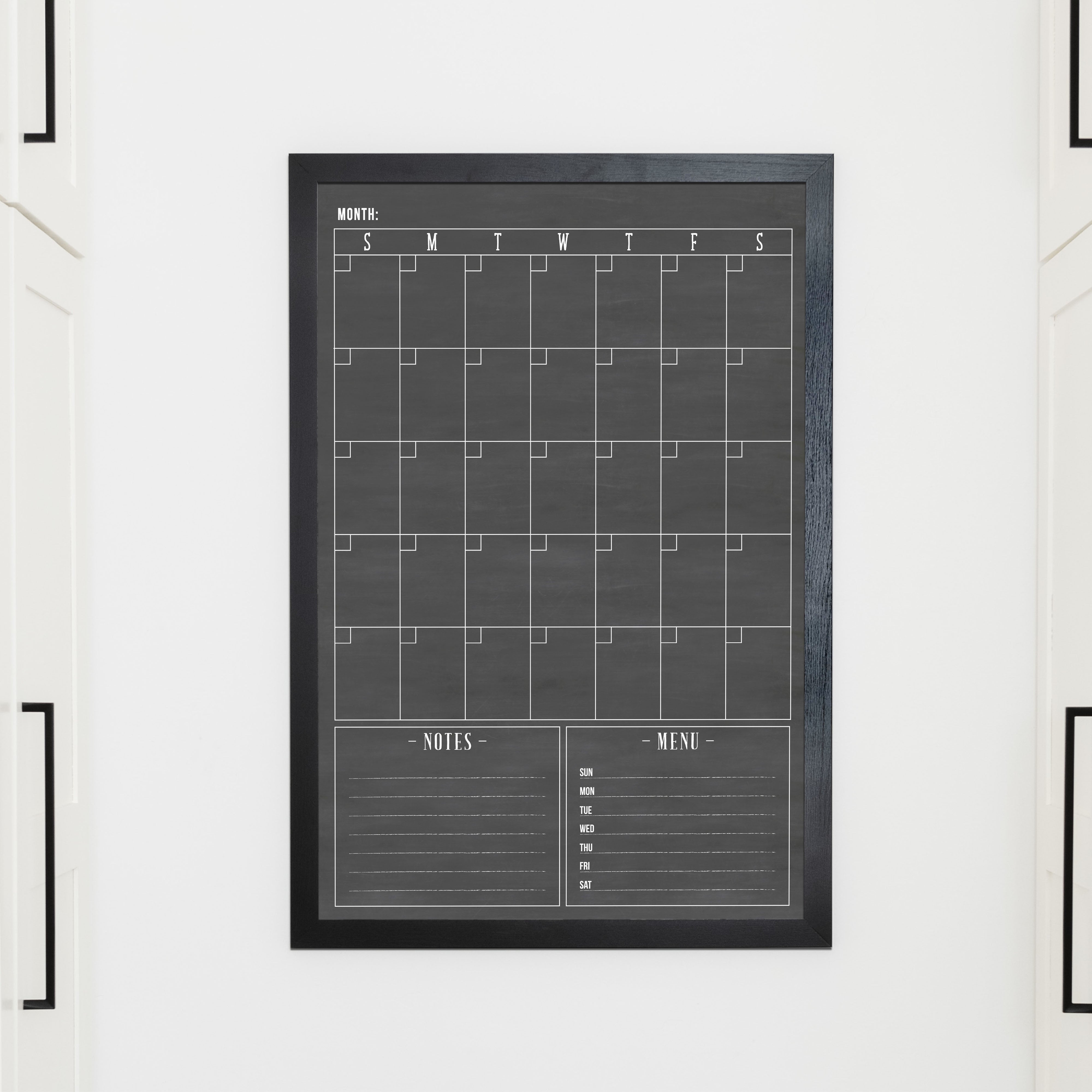 Monthly Framed Chalkboard Calendar + 2 sections | Vertical Swanson