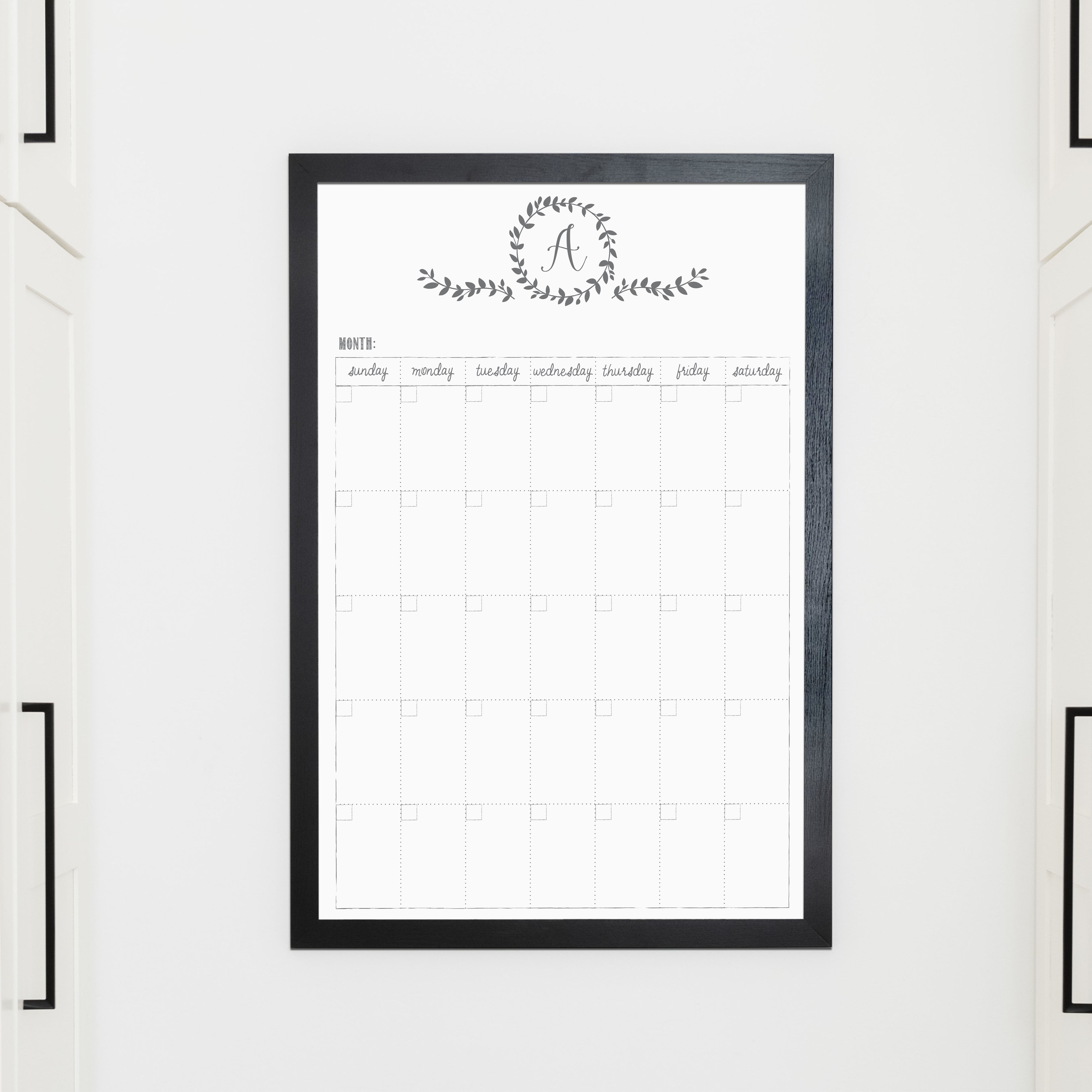Monthly Framed Whiteboard Calendar | Vertical Donna