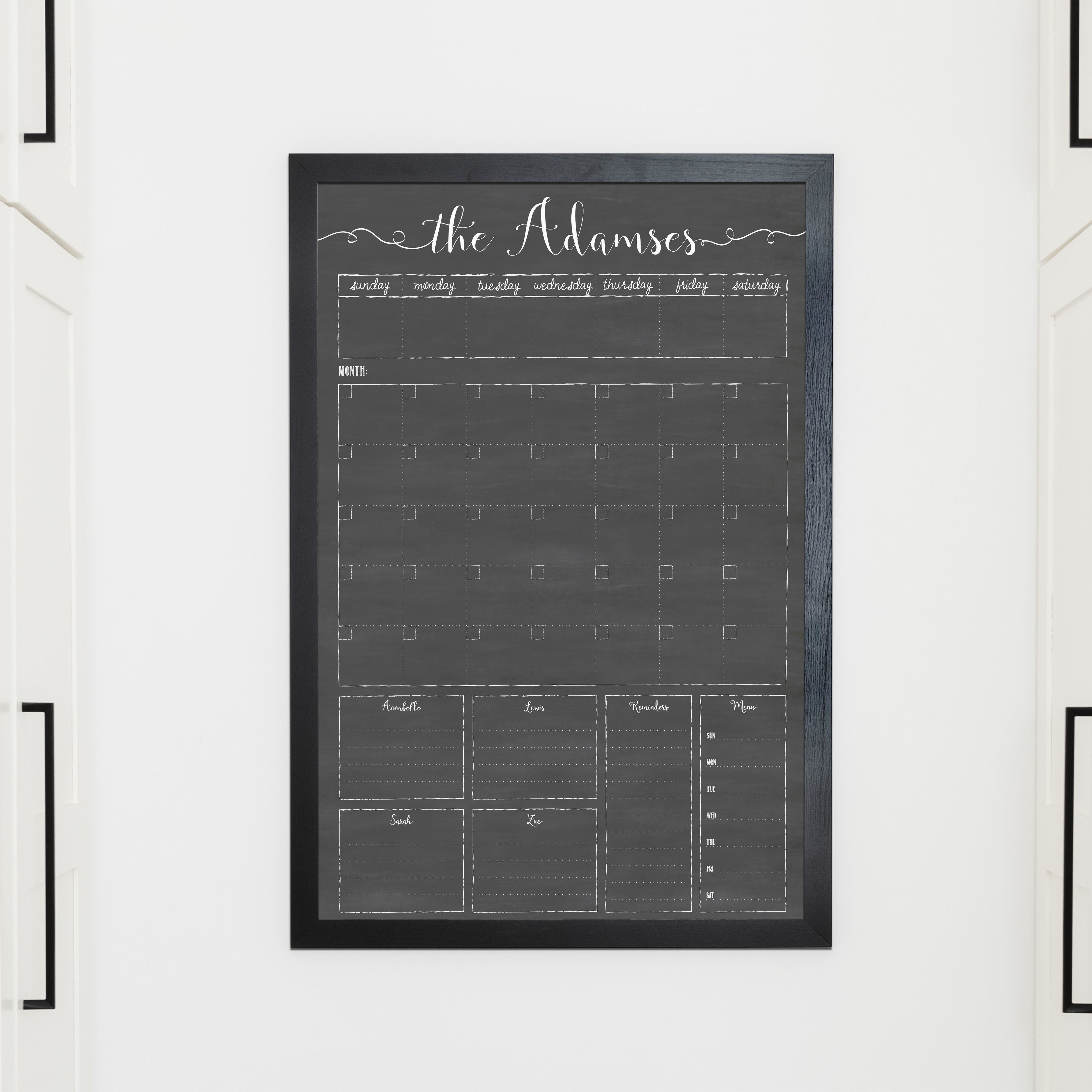 Week & Month Combo Framed Chalkboard + 6 sections | Vertical Knope