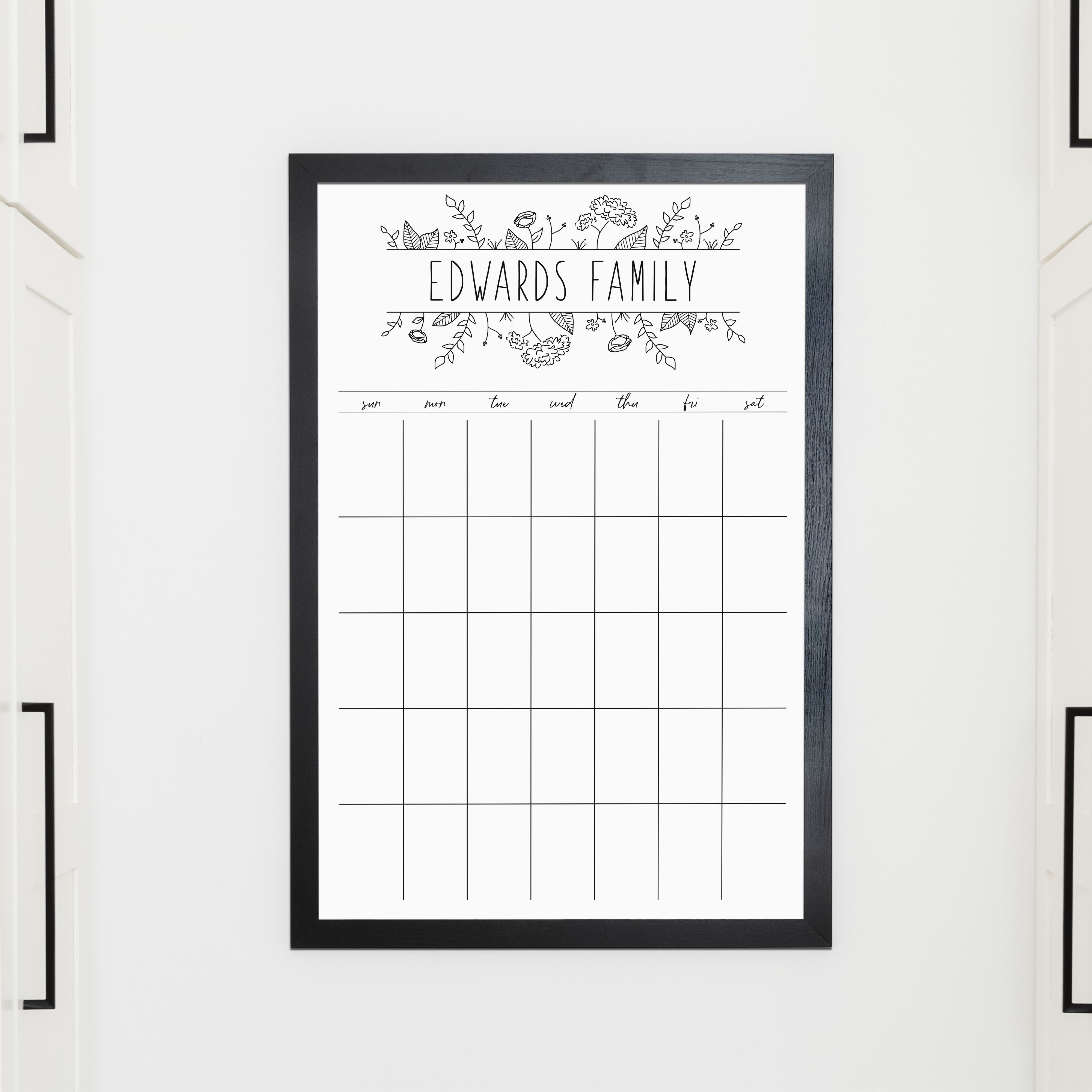 Monthly Framed Whiteboard Calendar | Vertical Lucy