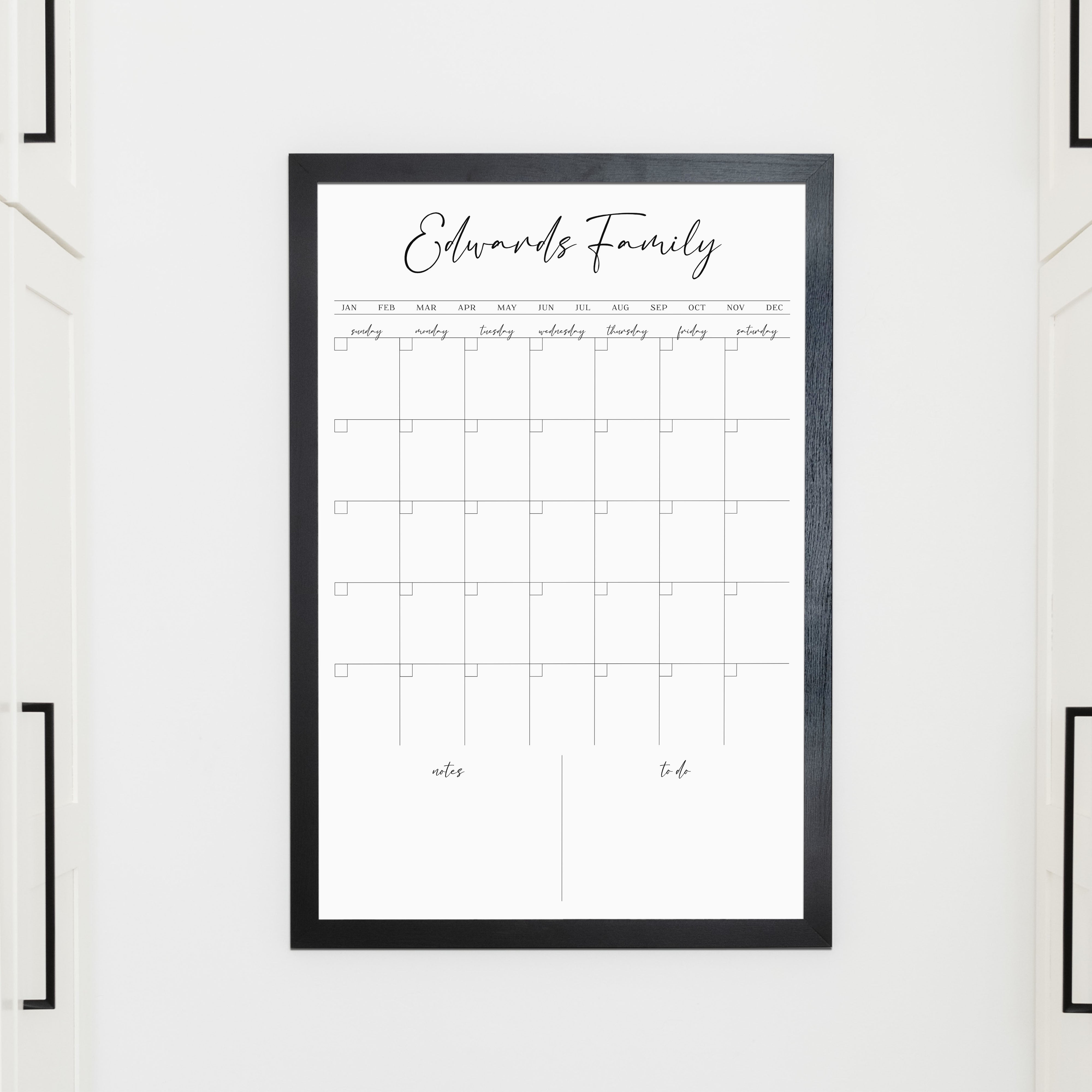 Monthly Framed Whiteboard Calendar + 2 sections | Vertical Pennington