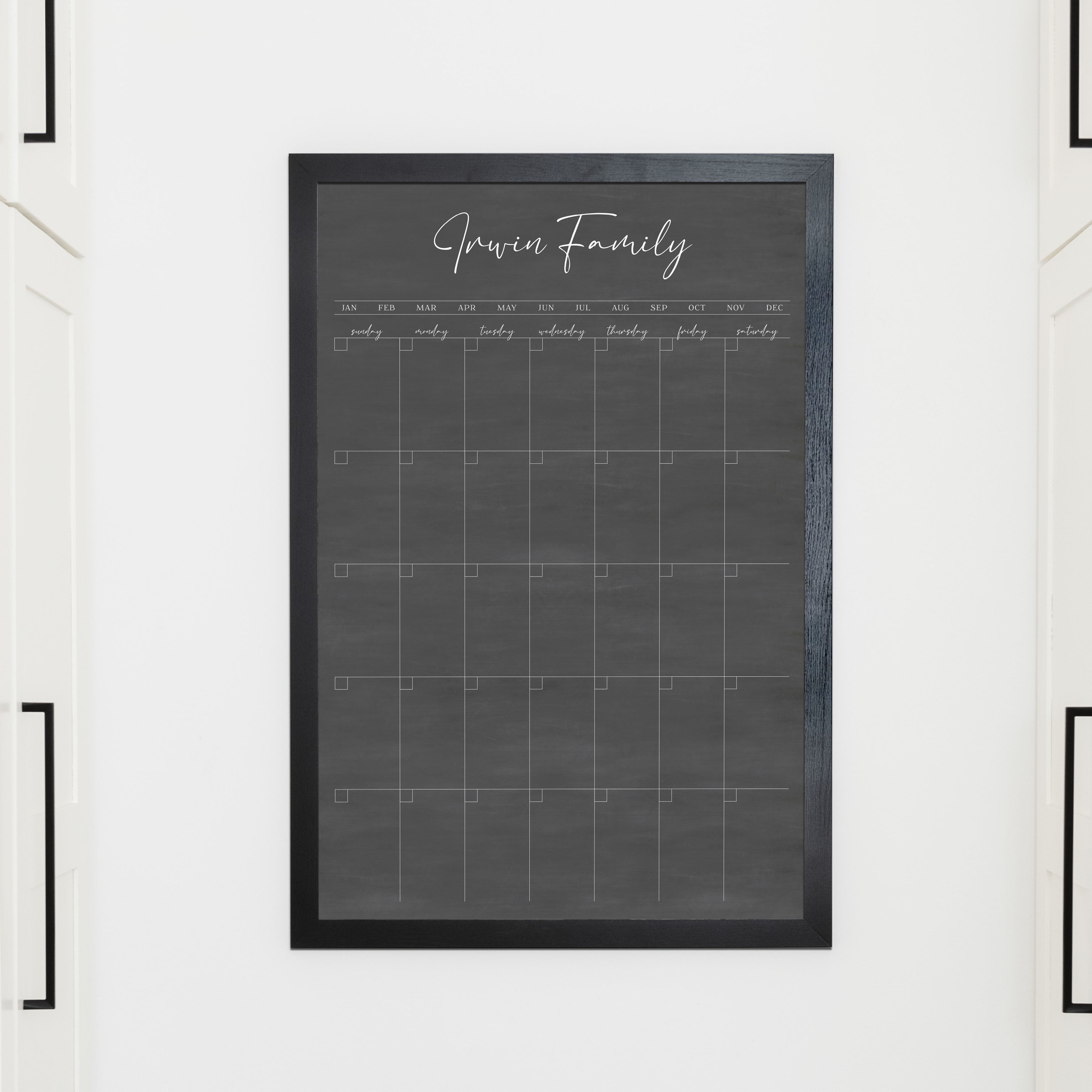 Monthly Framed Chalkboard Calendar | Vertical Pennington