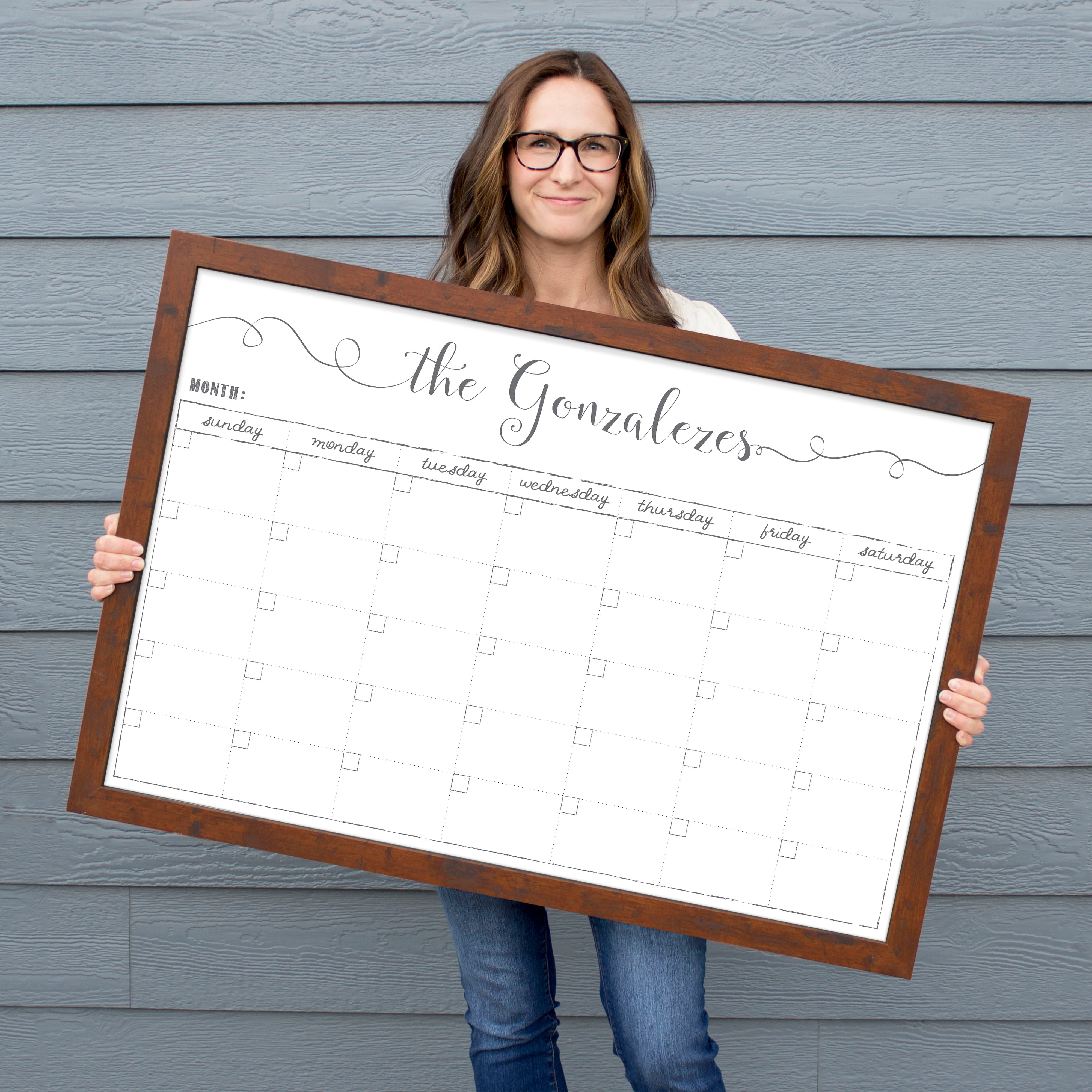 Monthly Framed Whiteboard Calendar | Horizontal Knope