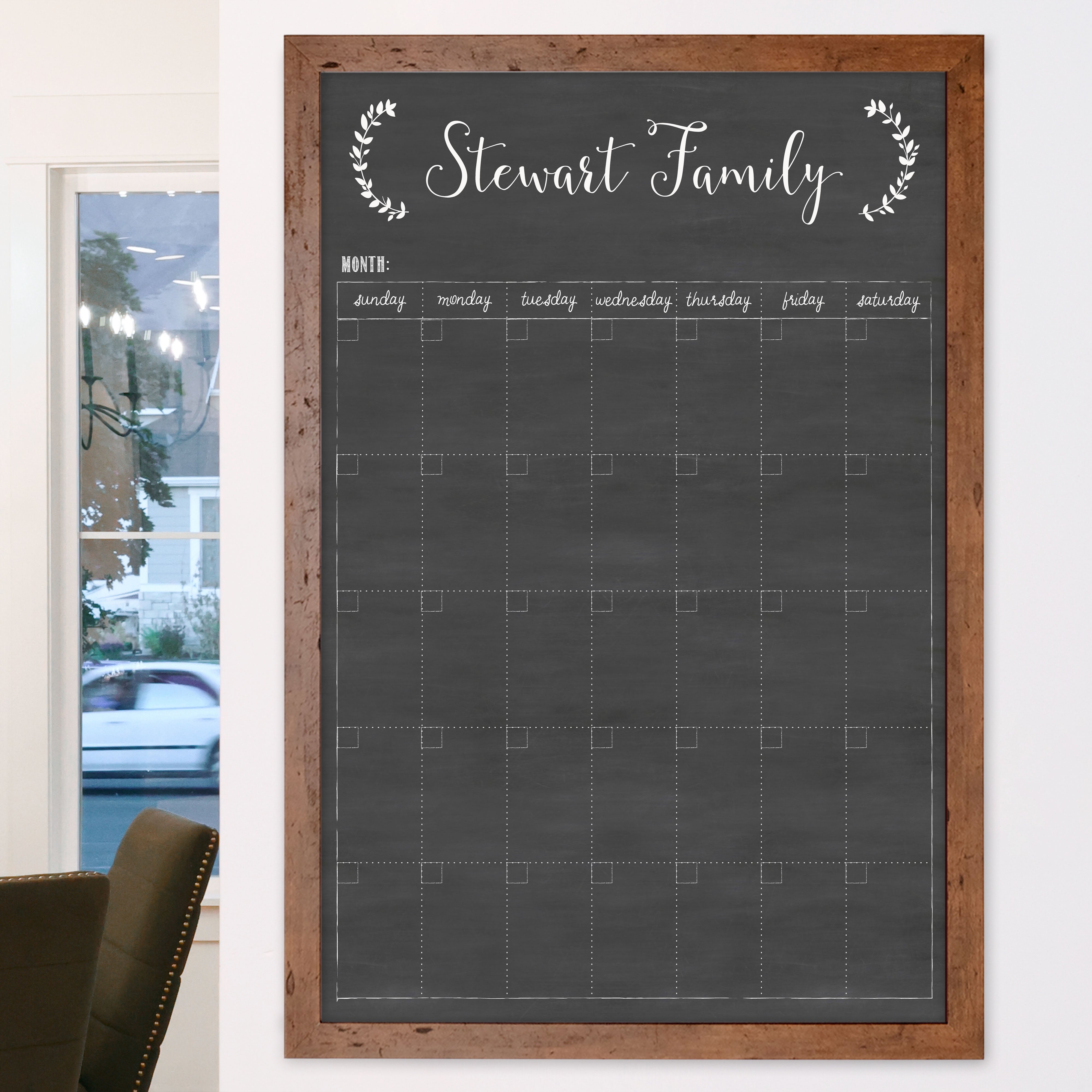 Monthly Framed Chalkboard Calendar | Vertical Eagleton