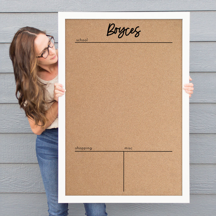Framed School Cork Board | Vertical