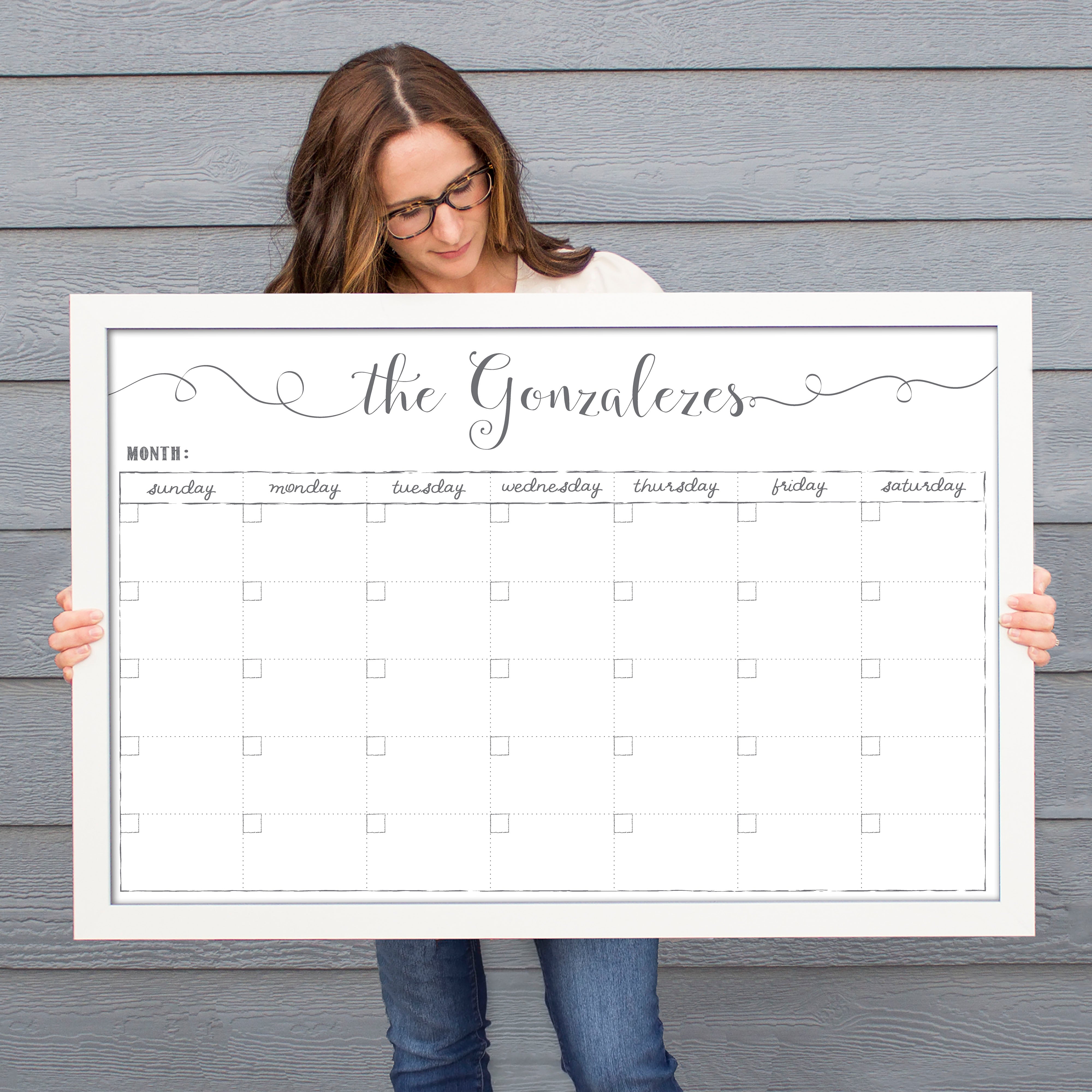 Monthly Framed Whiteboard Calendar | Horizontal Knope