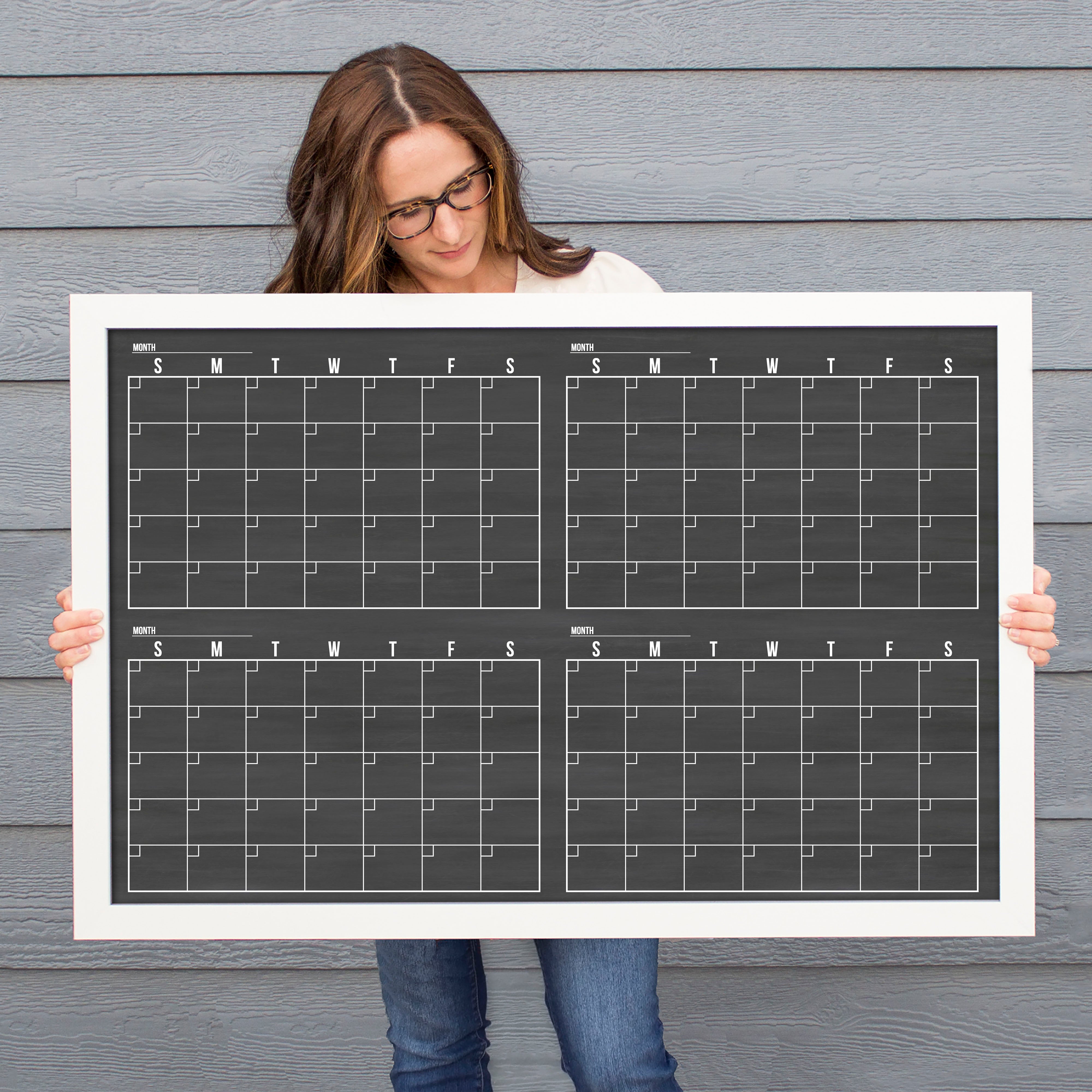 4 Month Quarterly Framed Chalkboard Calendar | Horizontal Dwyer