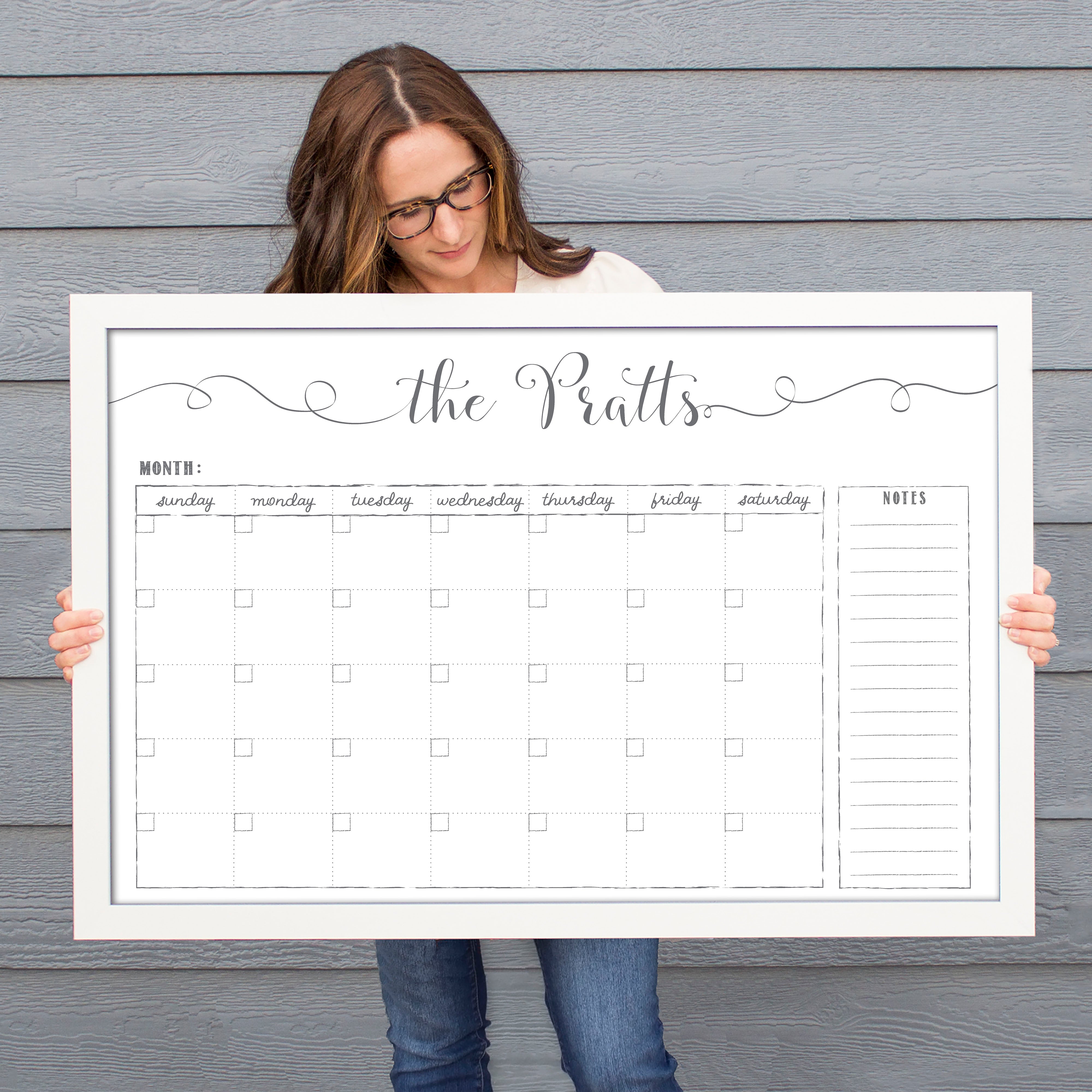 Monthly Framed Whiteboard Calendar + 1 section | Horizontal Knope