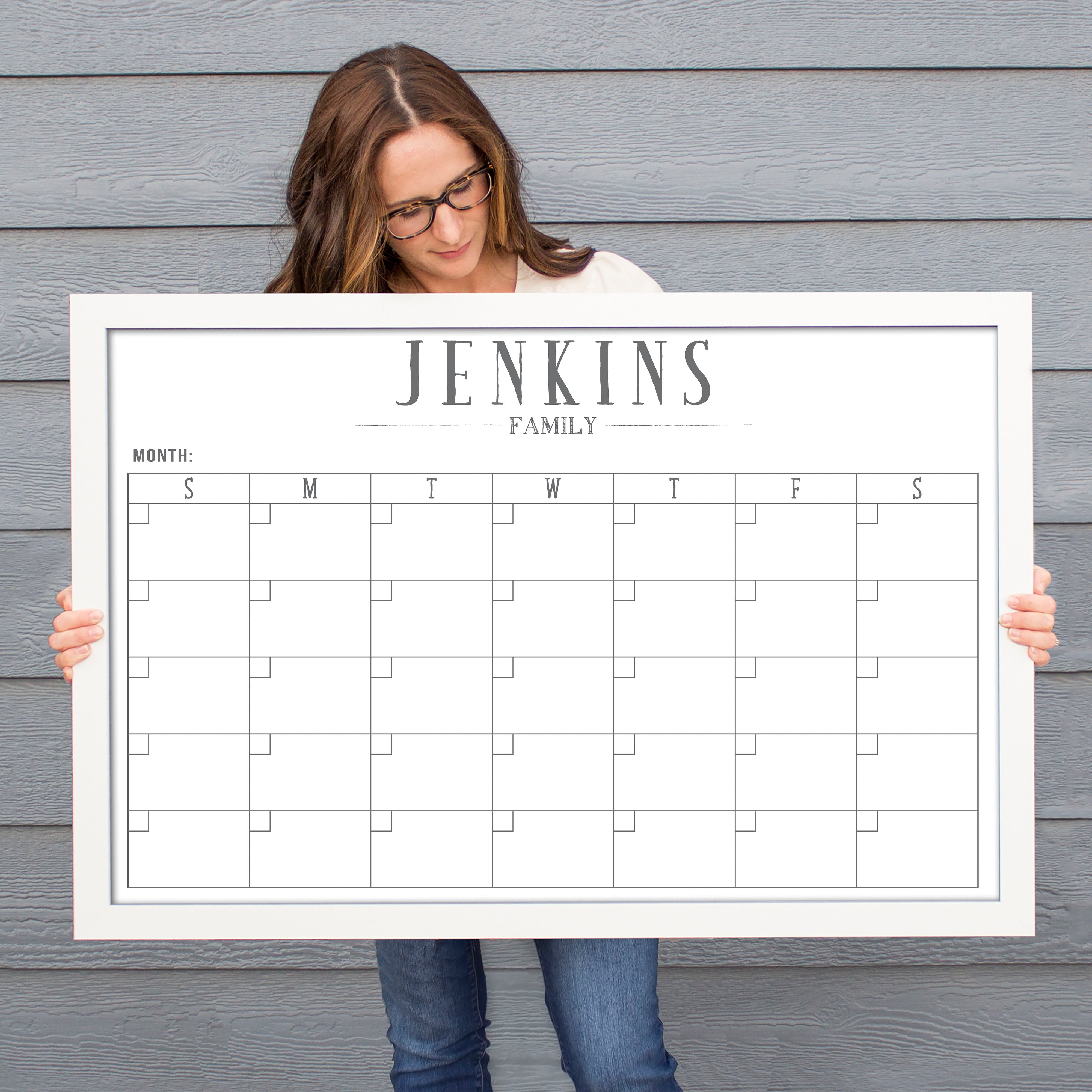 Monthly Framed Whiteboard Calendar | Horizontal Swanson