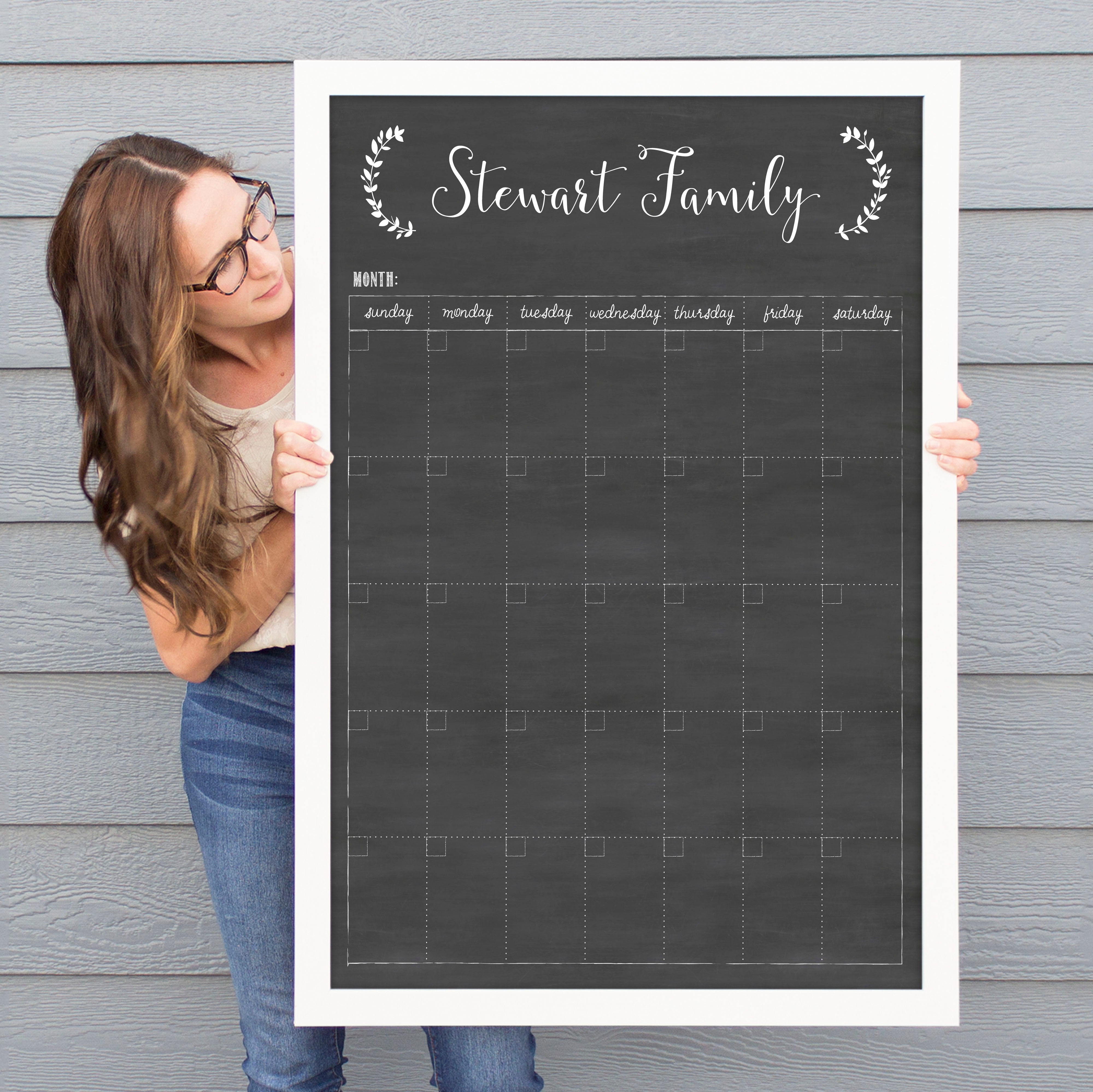 Monthly Framed Chalkboard Calendar | Vertical Eagleton