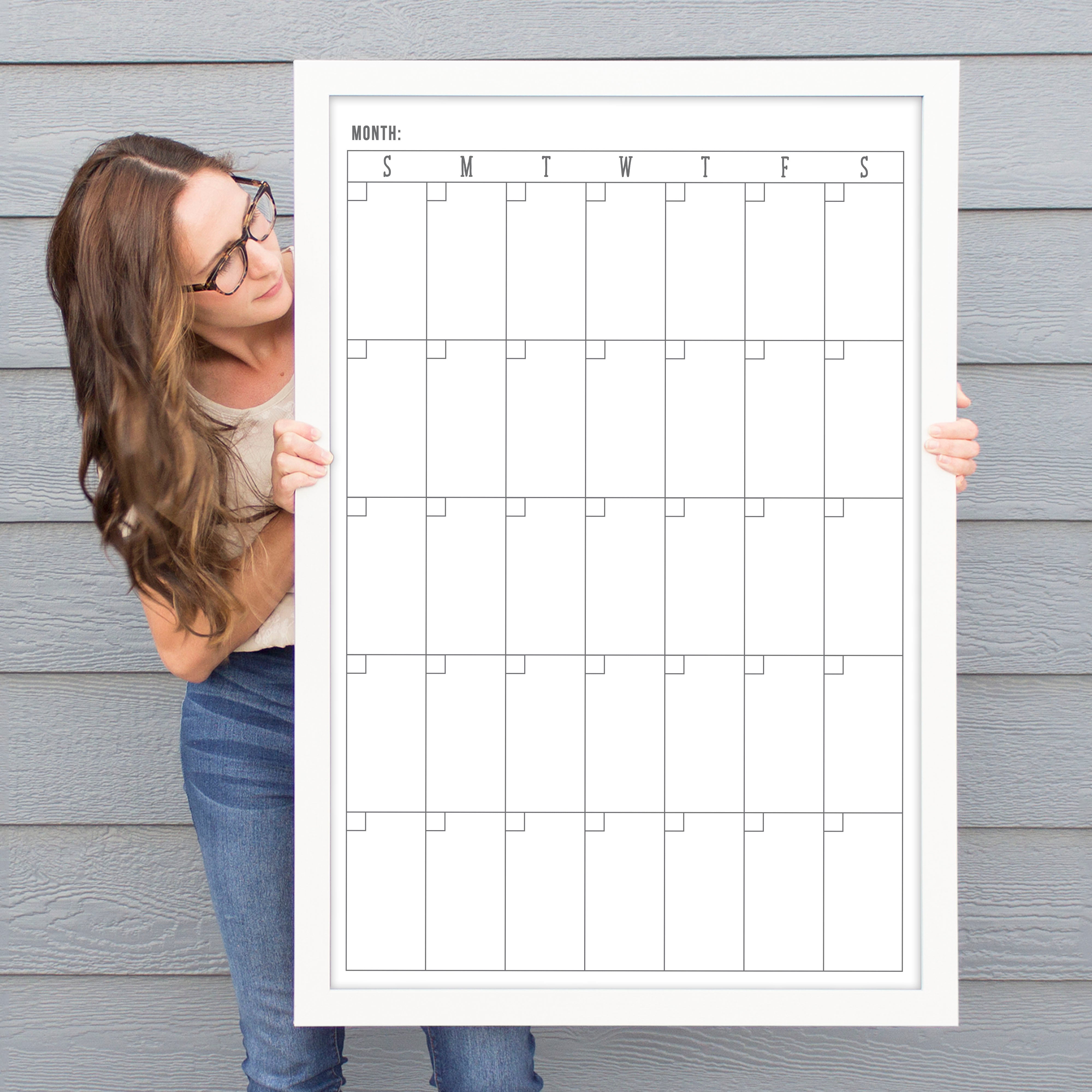 Monthly Framed Whiteboard Calendar | Vertical Swanson