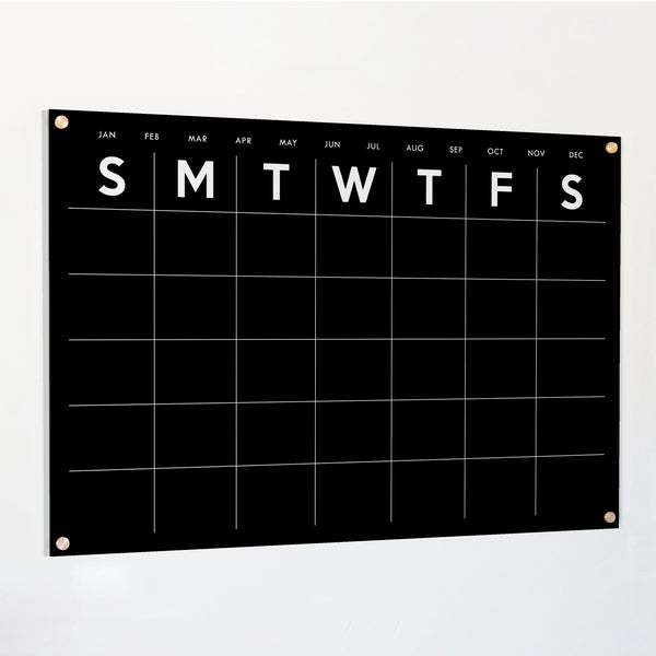 Monthly Black Acrylic Calendar | Horizontal Minimalist