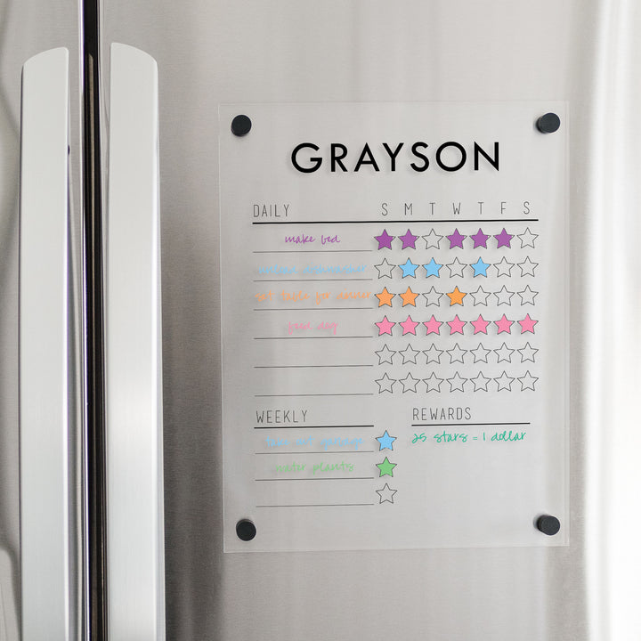 1 Child Acrylic Fridge Reward Chart | Vertical Multi-Style