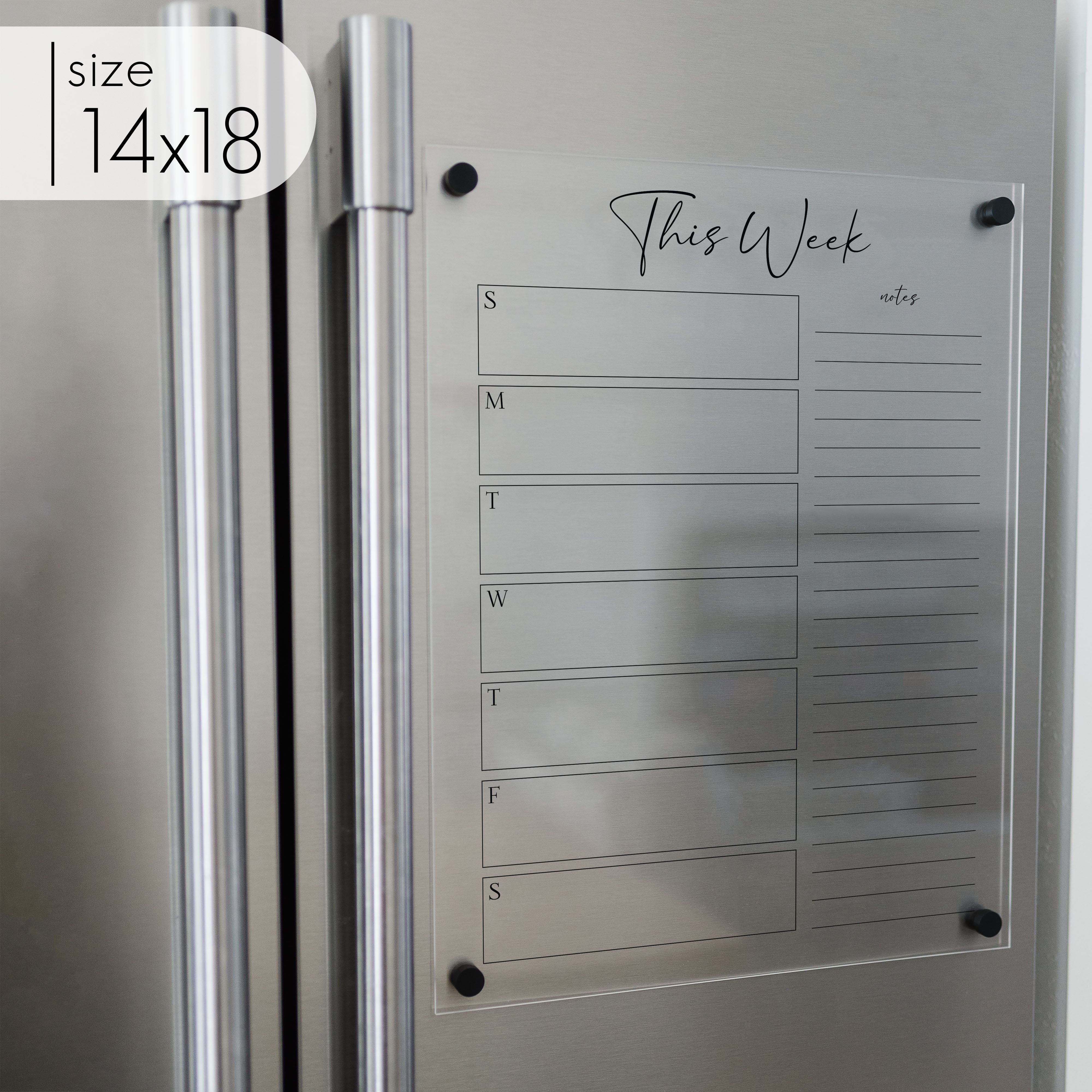 Weekly Acrylic Fridge Calendar + 1 Section | Vertical Pennington