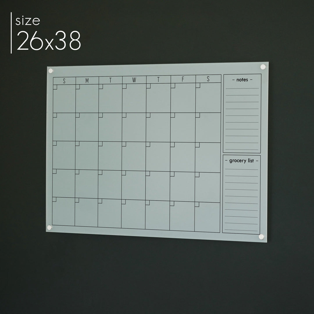 Monthly Frosted Acrylic Calendar + 2 Sections | Horizontal Multi-style