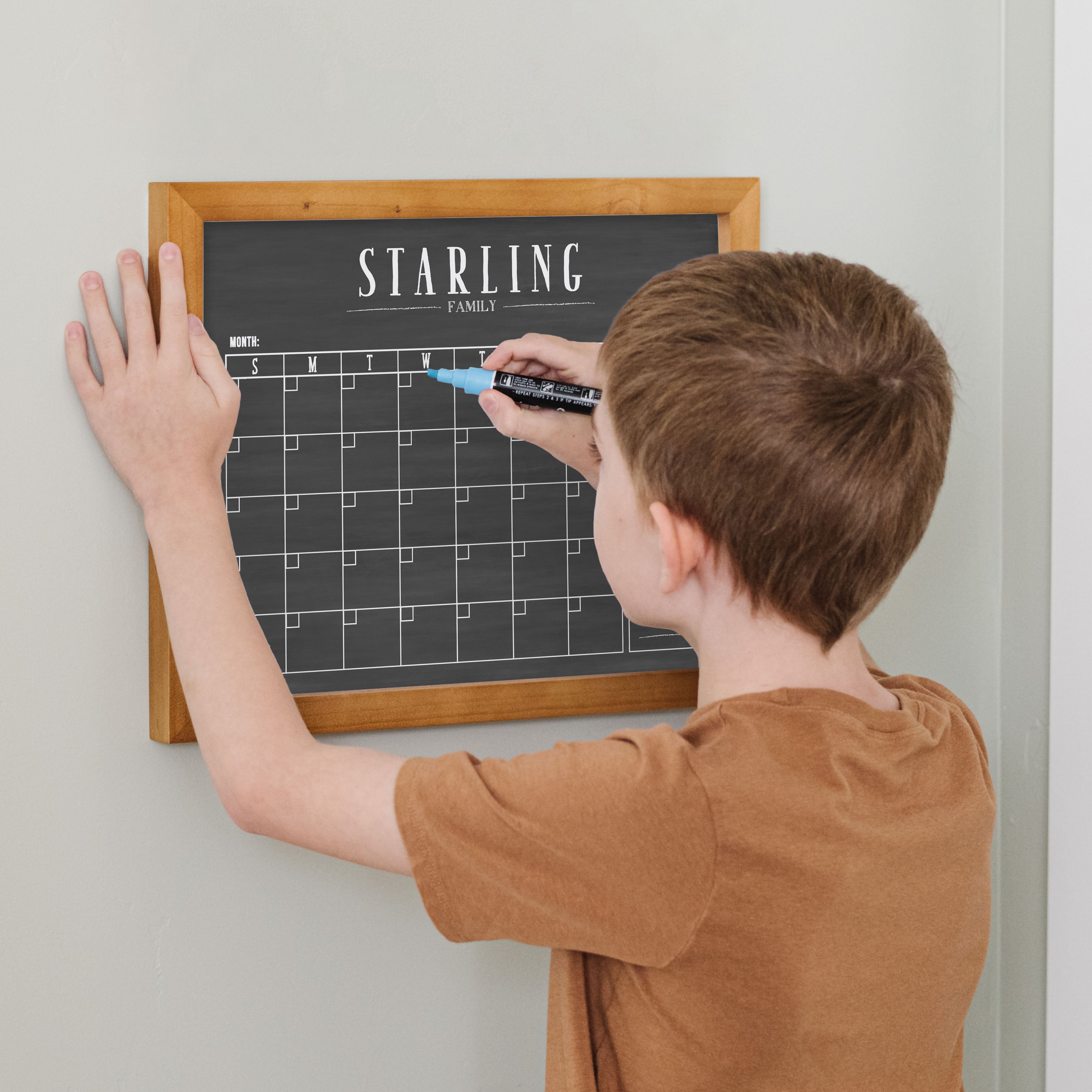 Monthly Framed Chalkboard Calendar + 1 section | Horizontal Swanson