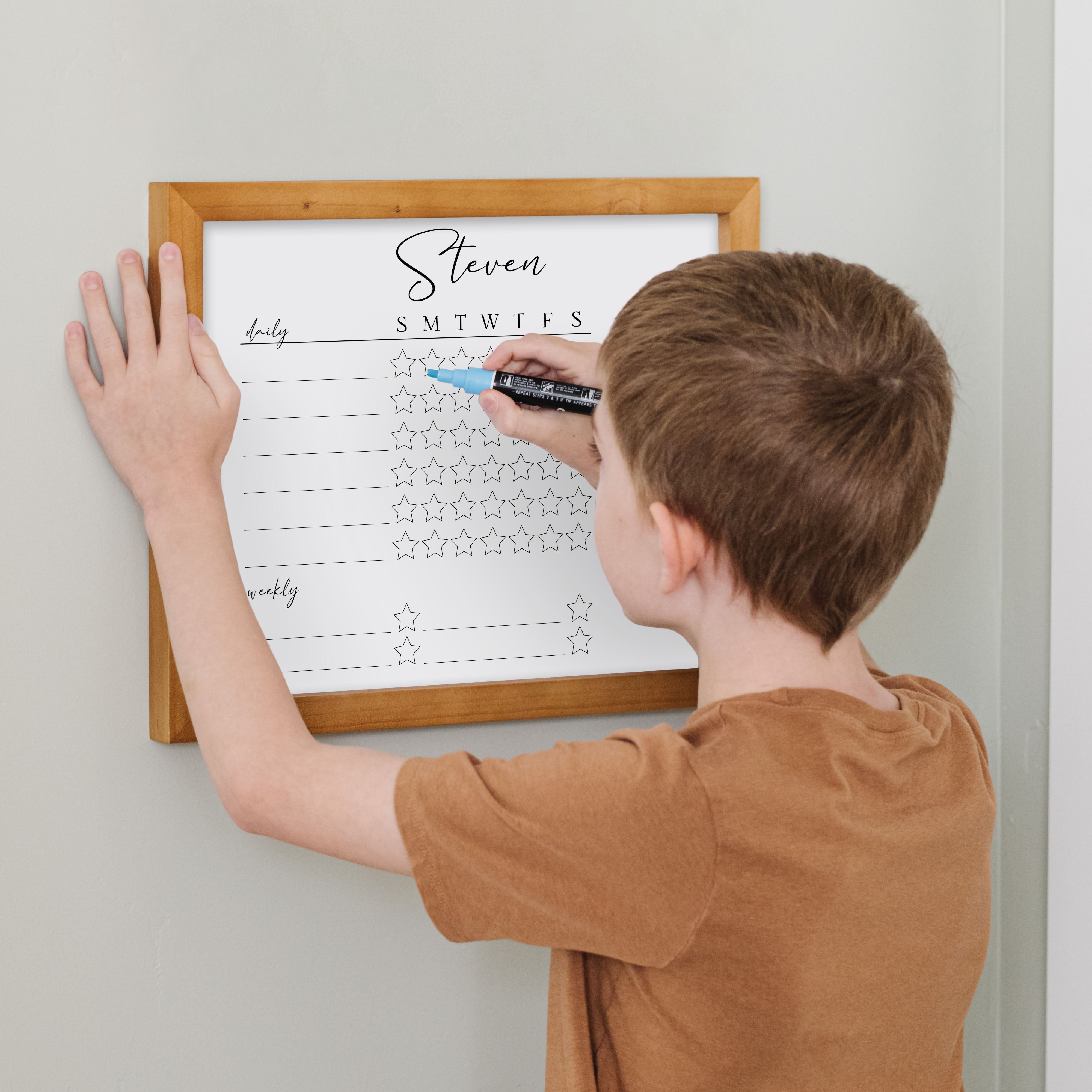 1 Person Framed Whiteboard Reward Chart | Horizontal Pennington