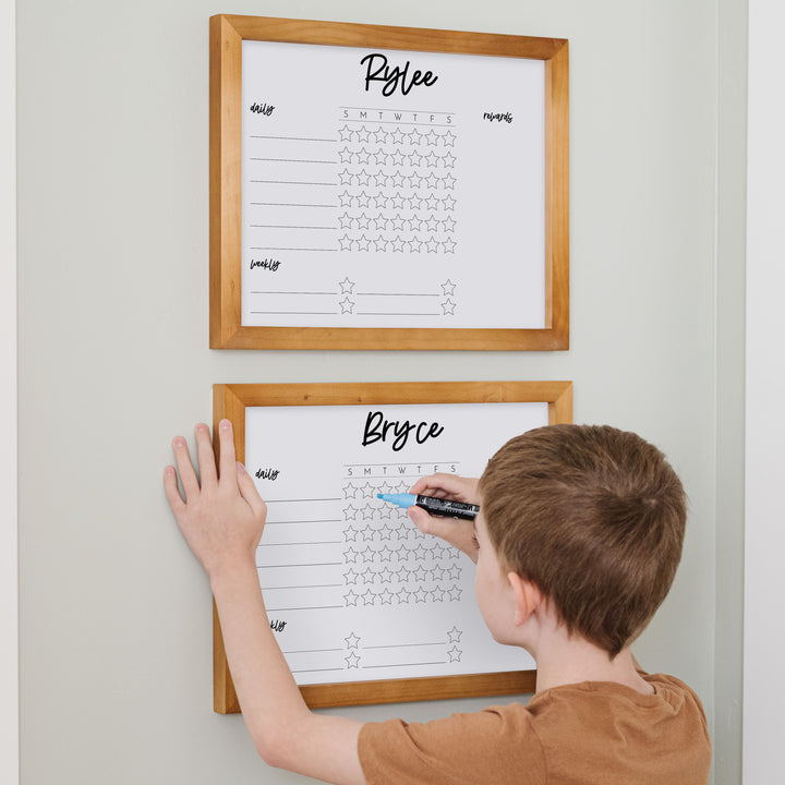 1 Person Framed Whiteboard Reward Chart | Horizontal Monica