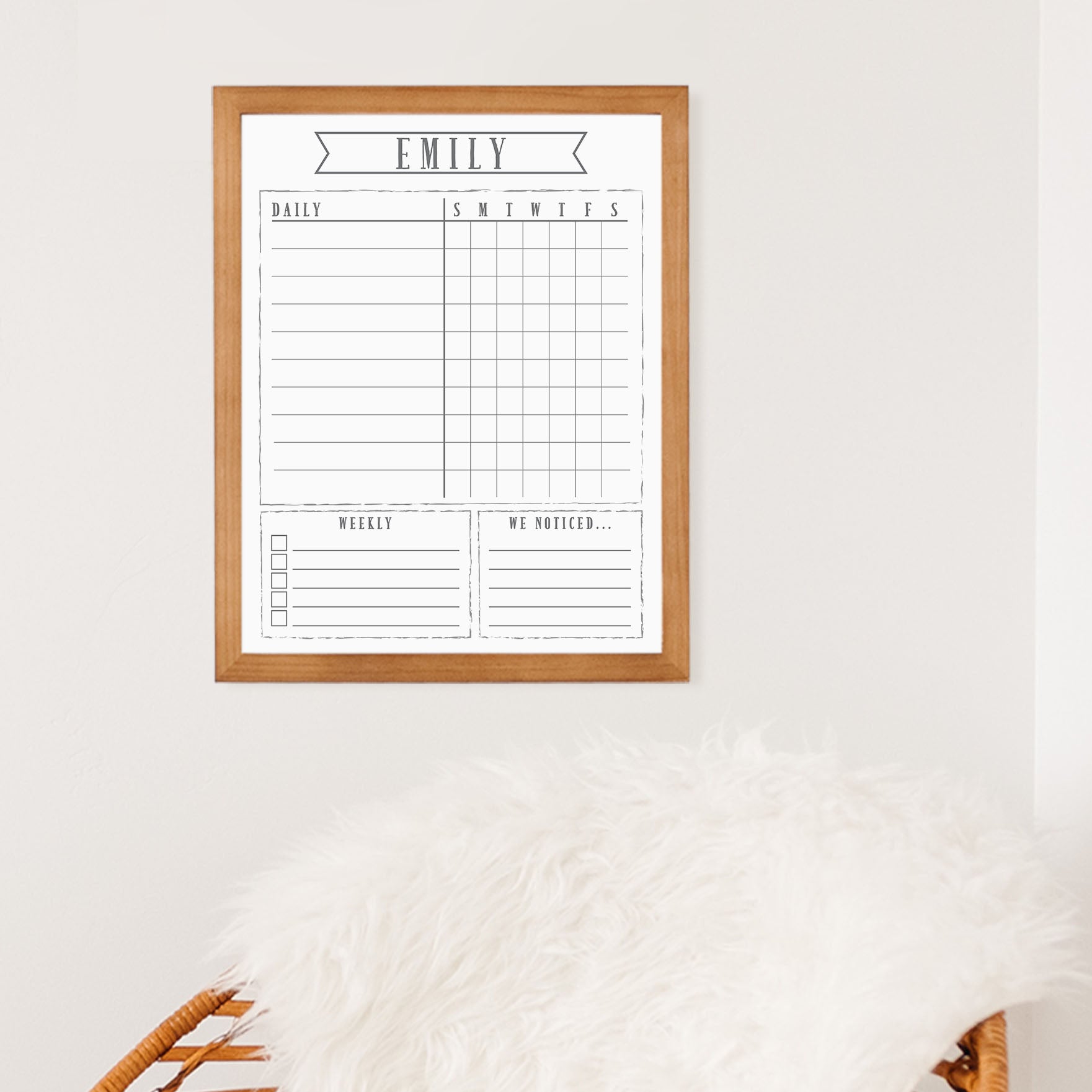 1 Person Framed Whiteboard Chore Chart  | Vertical Swanson