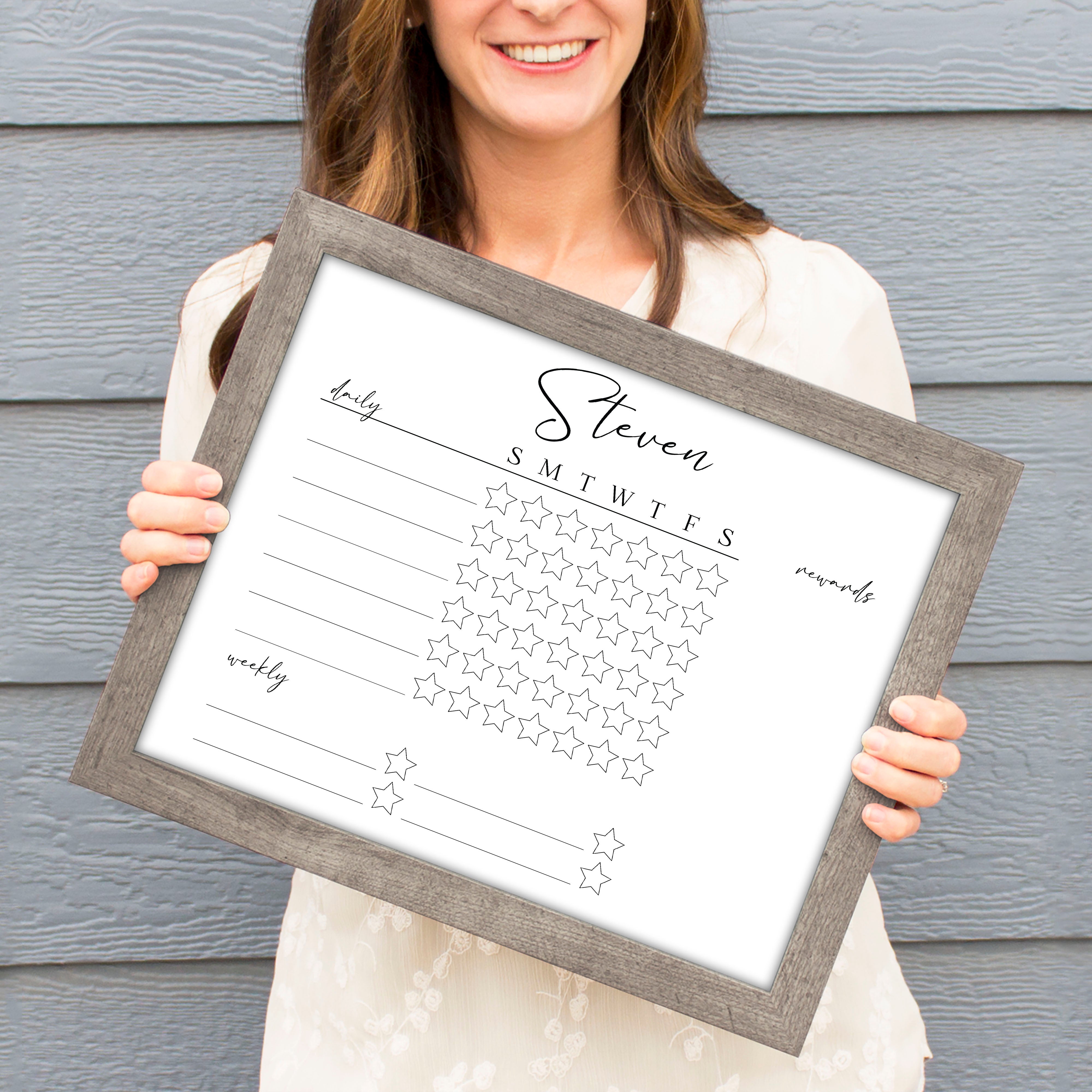 1 Person Framed Whiteboard Reward Chart | Horizontal Pennington