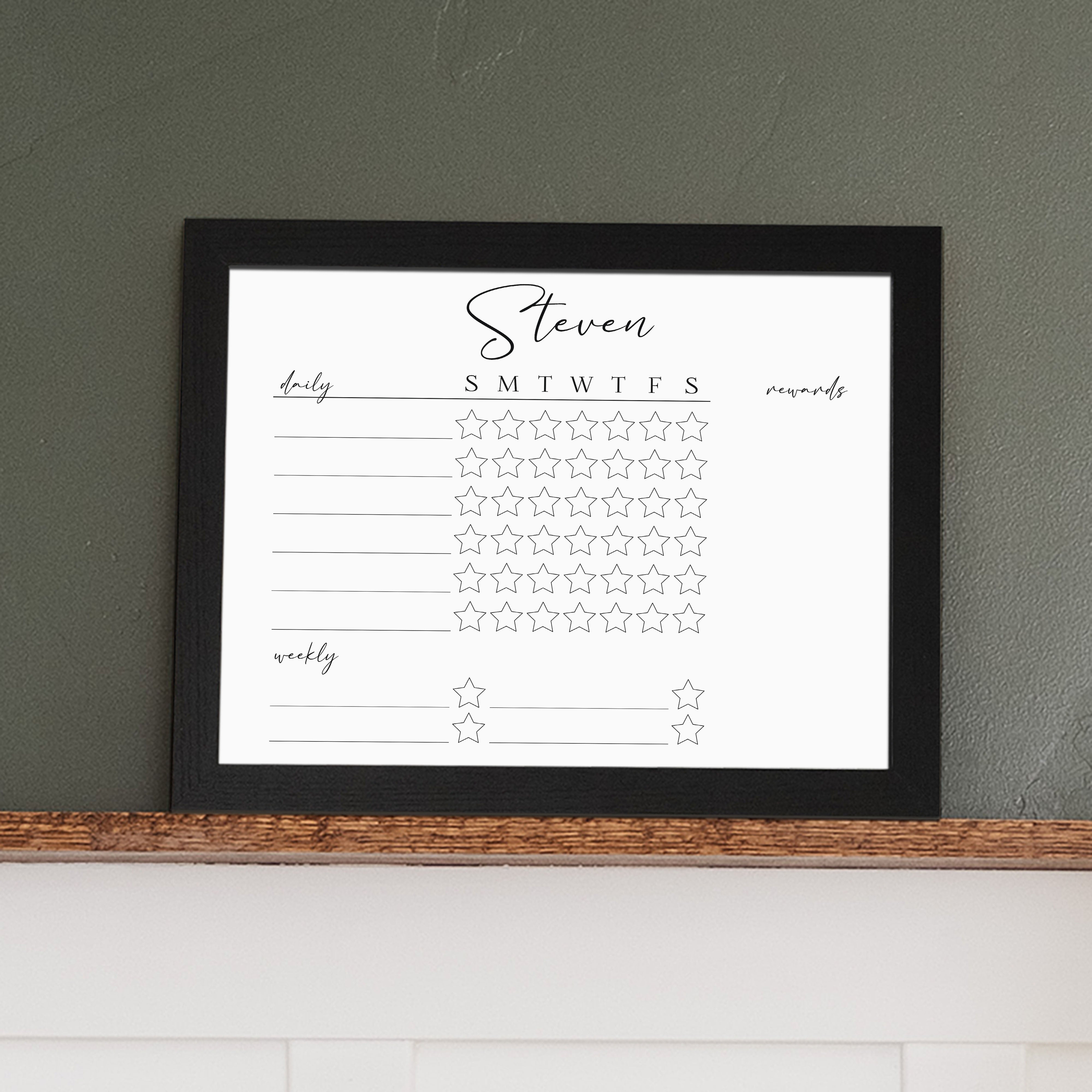 1 Person Framed Whiteboard Reward Chart | Horizontal Pennington