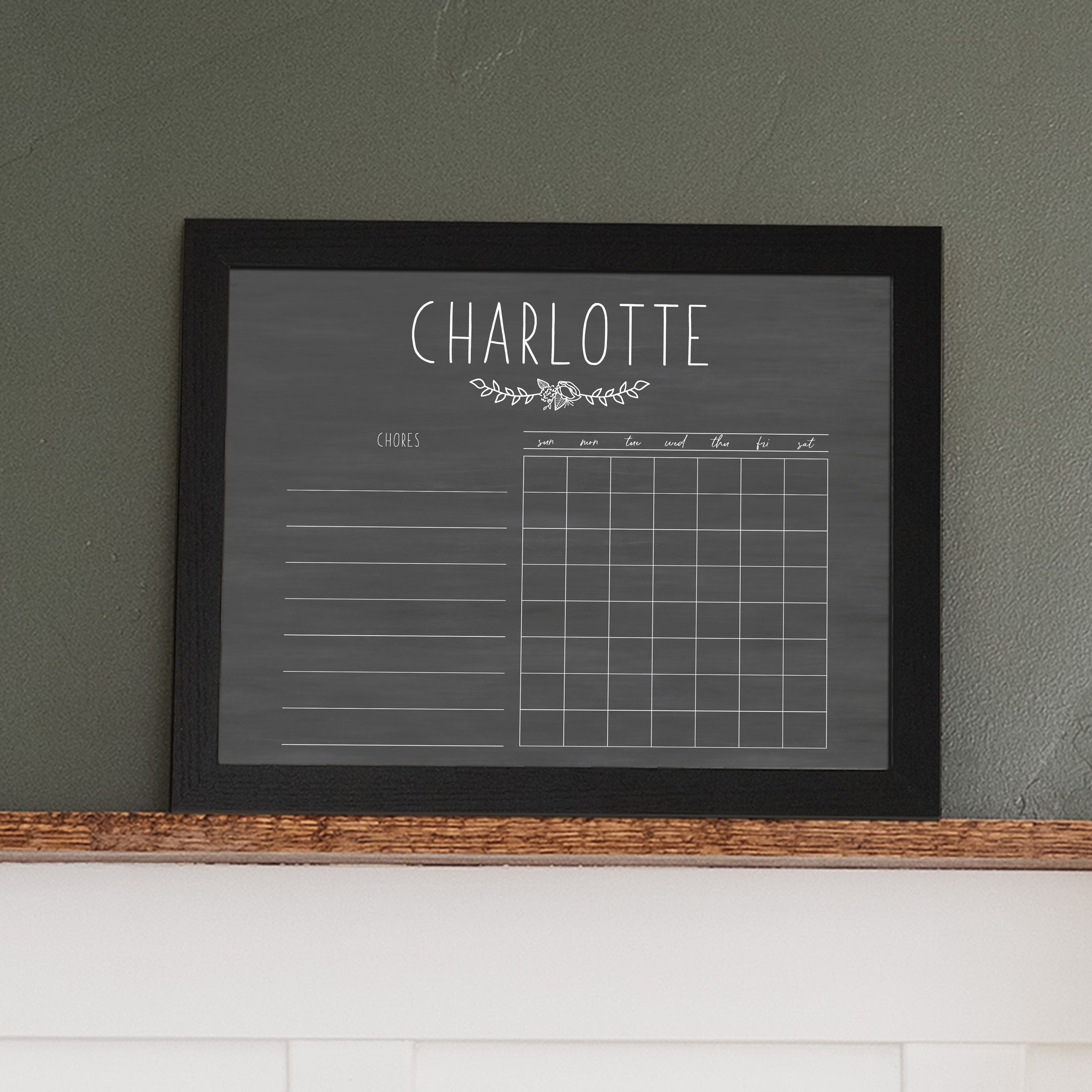 1 Person Framed Chalkboard Chore Chart | Horizontal Lucy