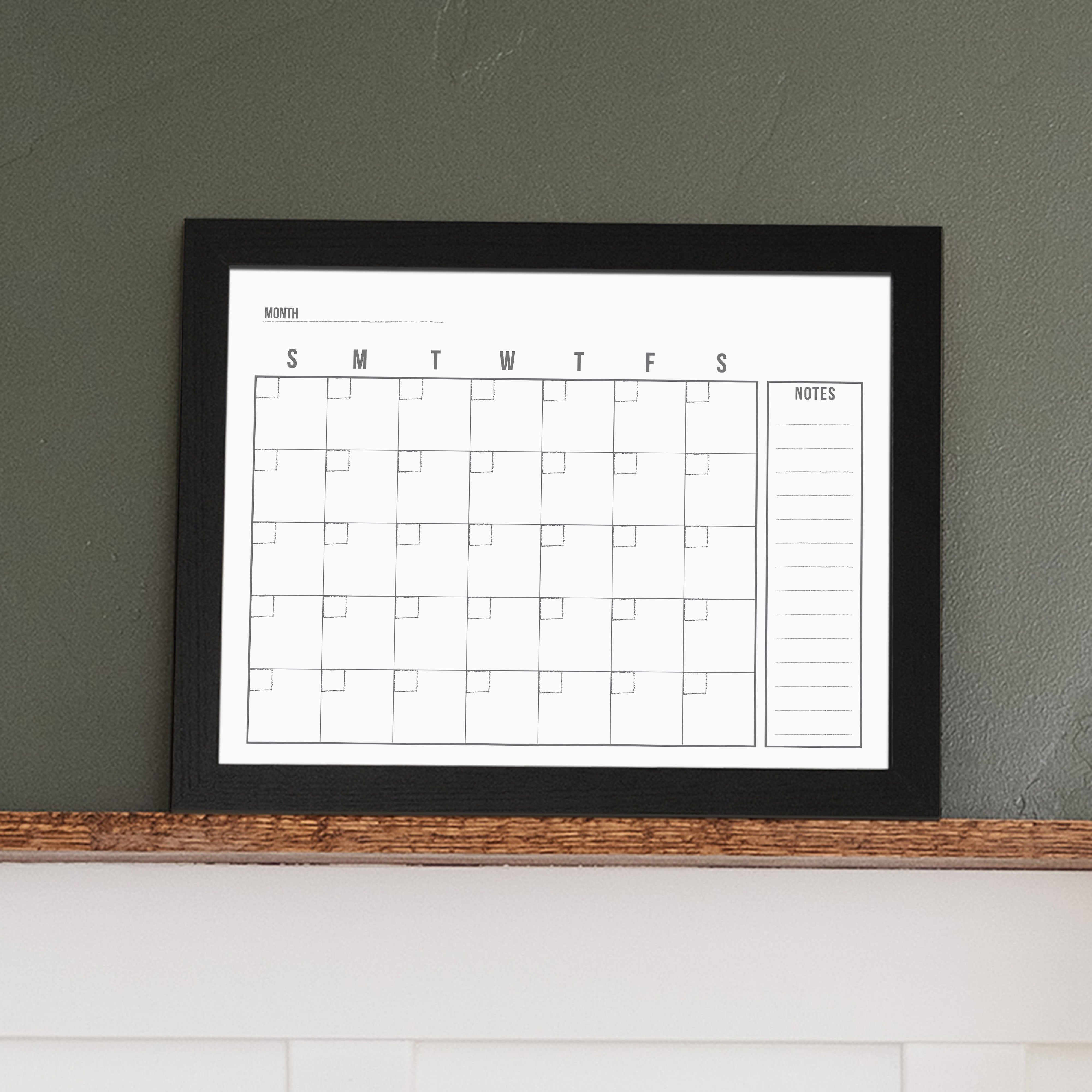 Monthly Framed Whiteboard Calendar + 1 section | Horizontal Dwyer