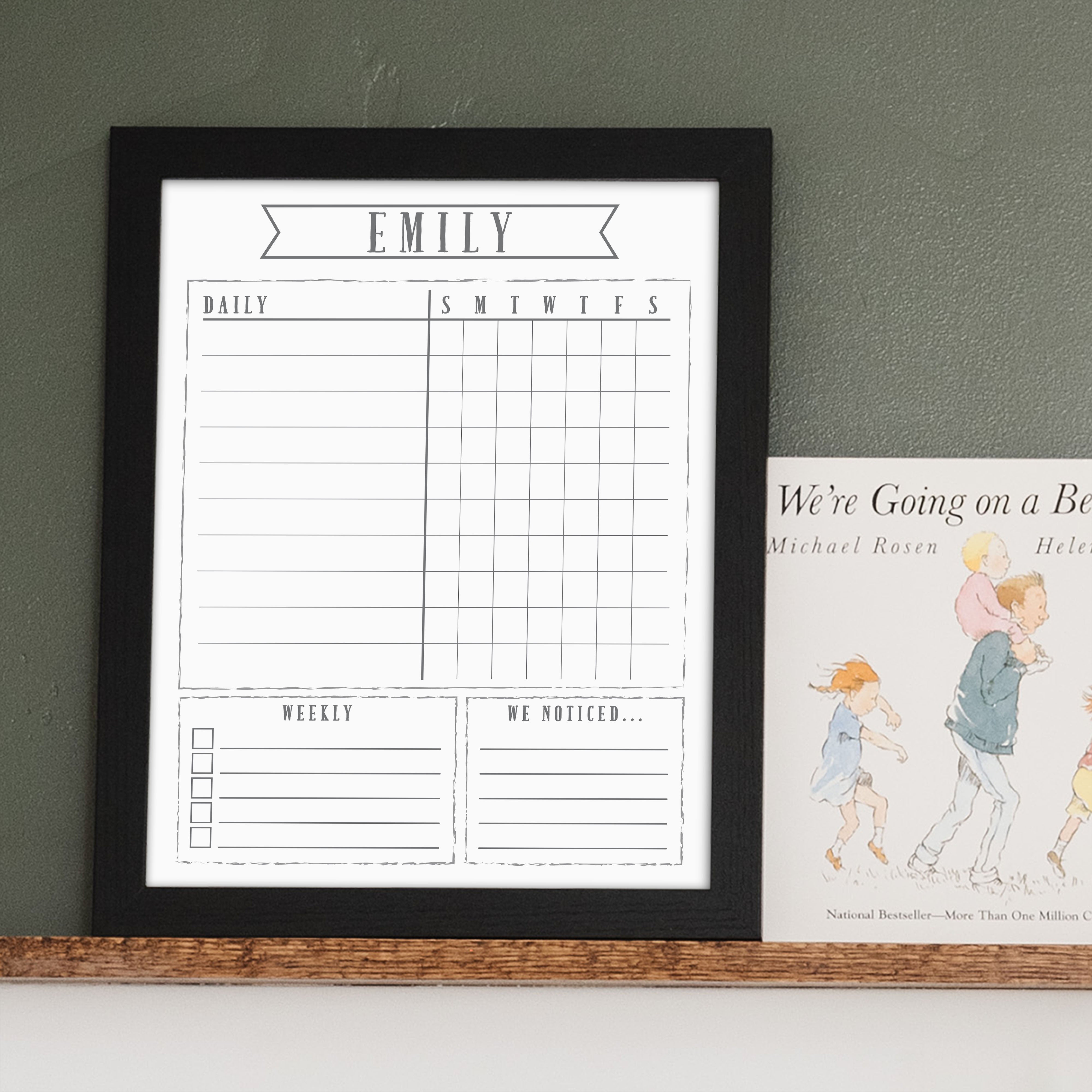 1 Person Framed Whiteboard Chore Chart  | Vertical Swanson