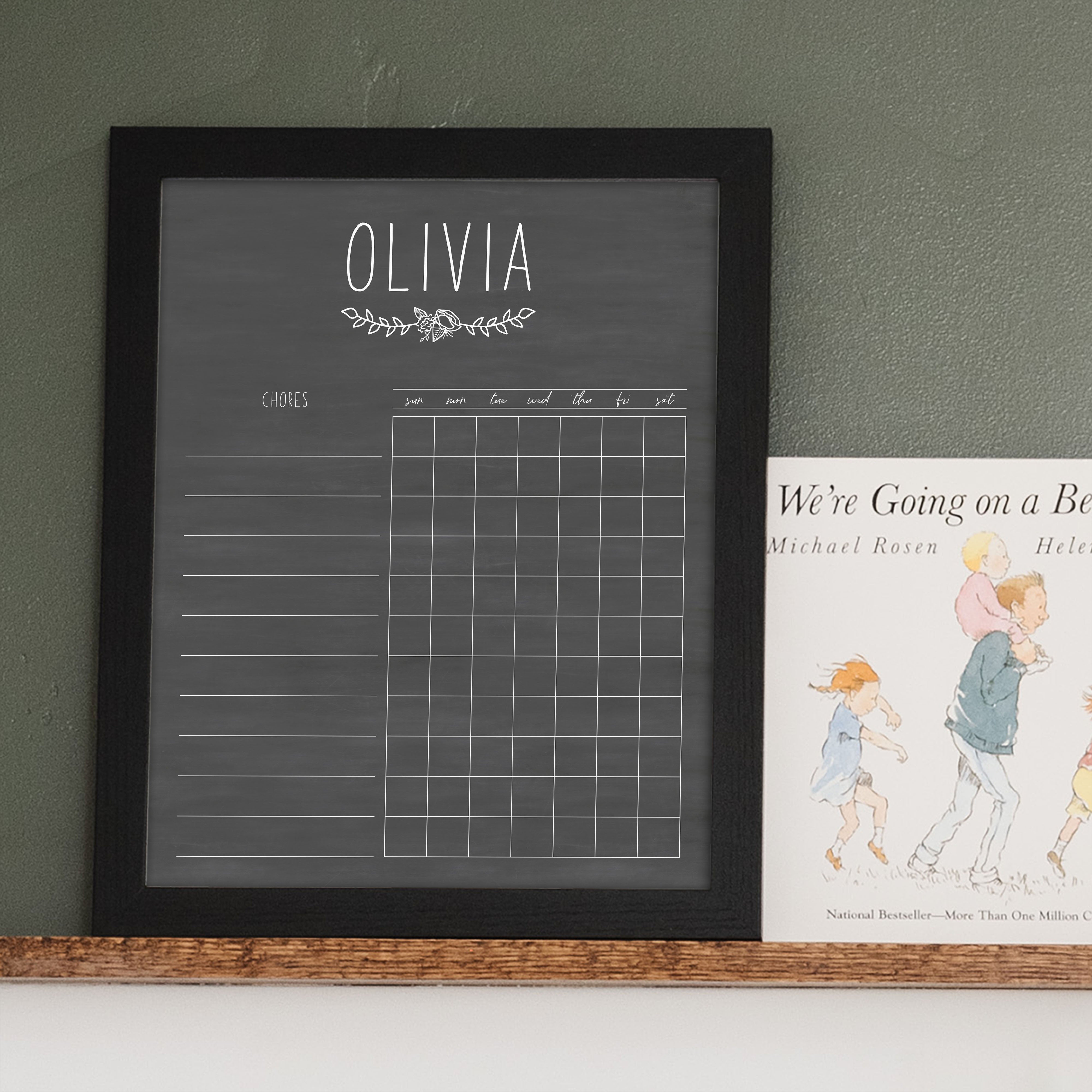 1 Person Framed Chalkboard Chore Chart  | Vertical Lucy