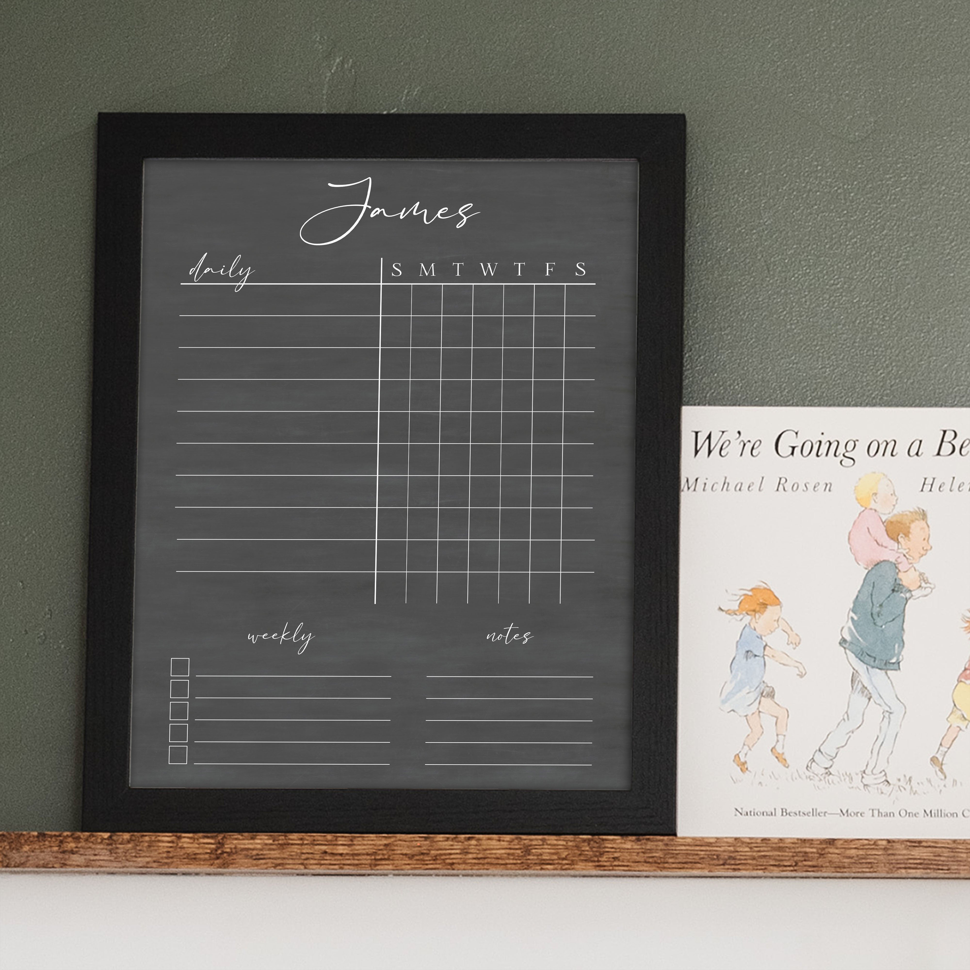 1 Person Framed Chalkboard Chore Chart  | Vertical Pennington