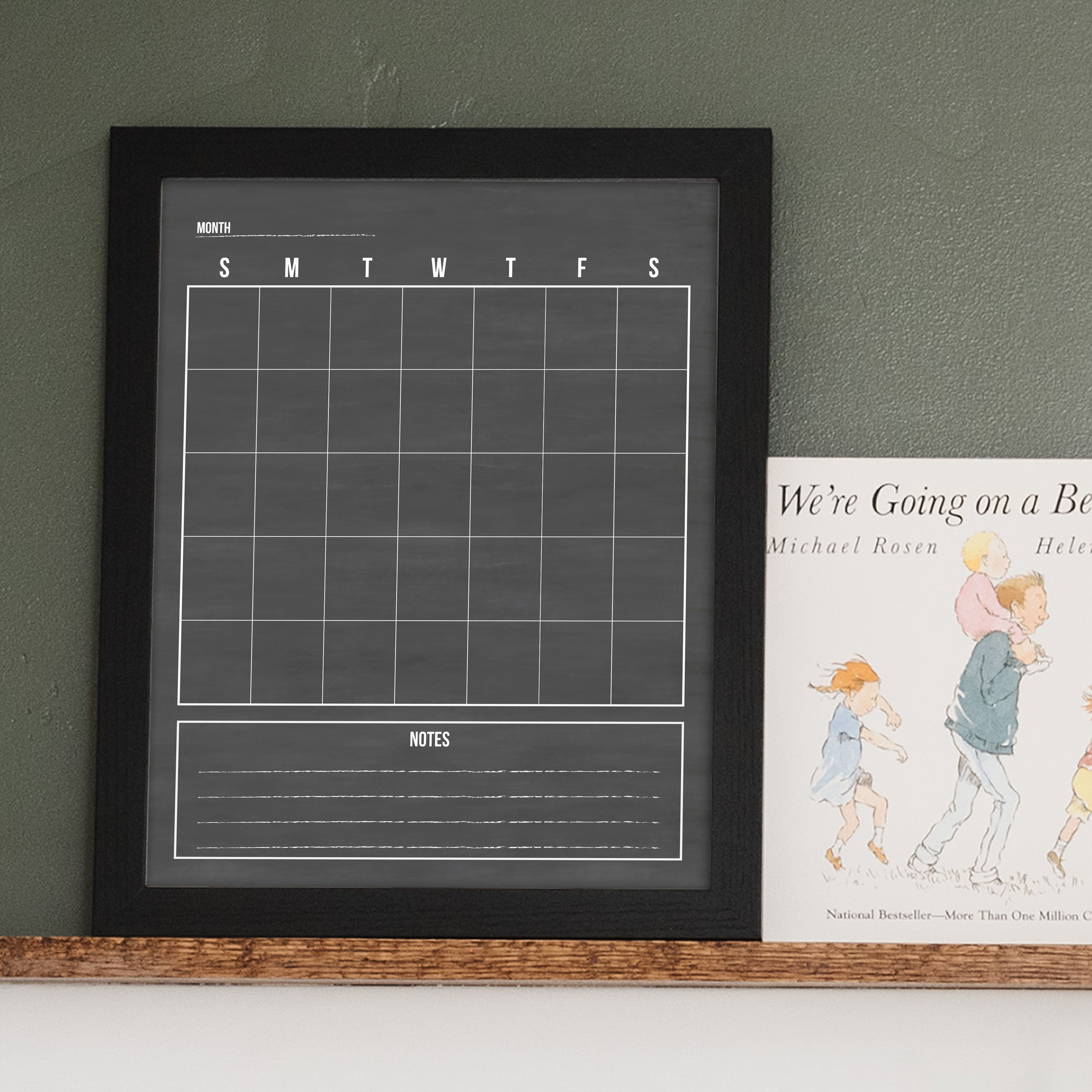 Monthly Framed Chalkboard Calendar + 1 section | Vertical Dwyer