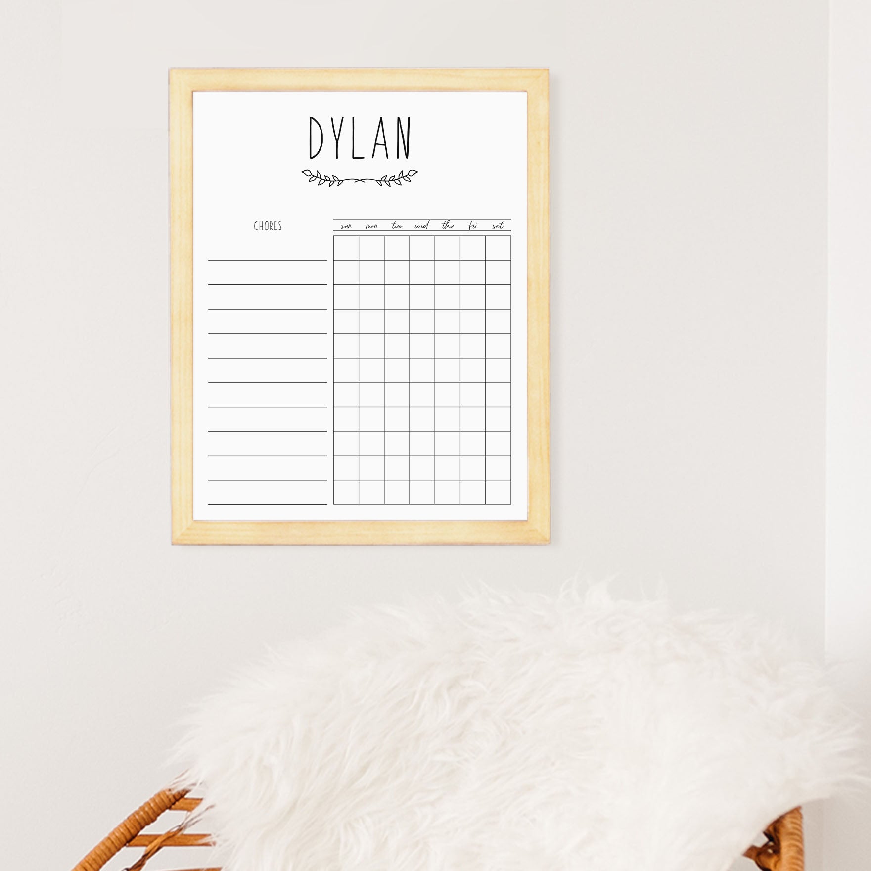 1 Person Framed Whiteboard Chore Chart  | Vertical Lucy