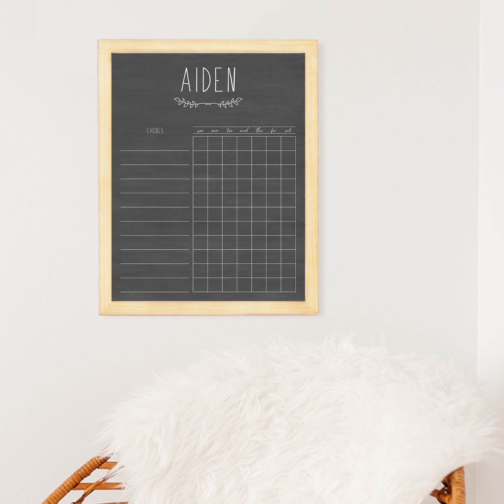 1 Person Framed Chalkboard Chore Chart  | Vertical Lucy