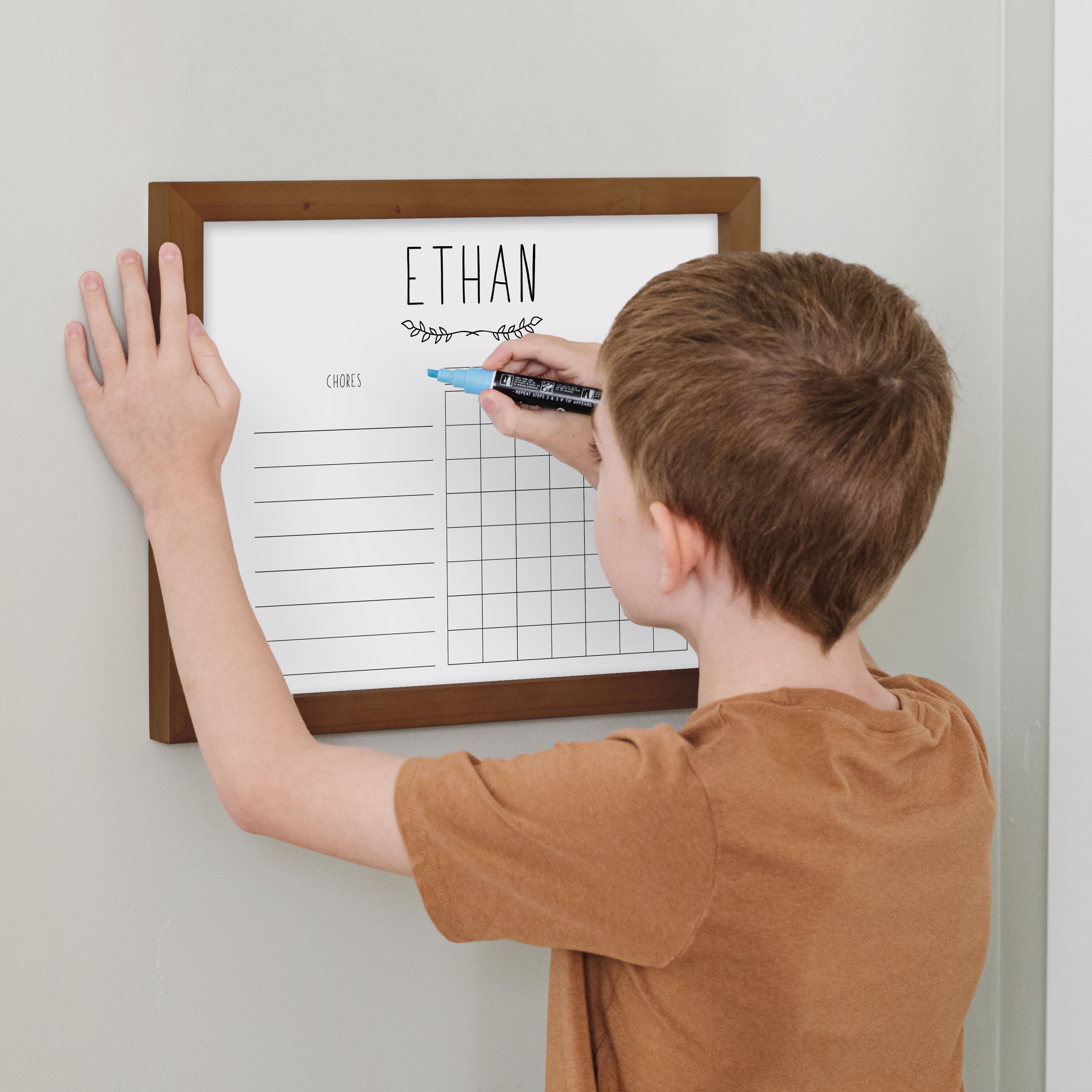 1 Person Framed Whiteboard Chore Chart | Horizontal Lucy