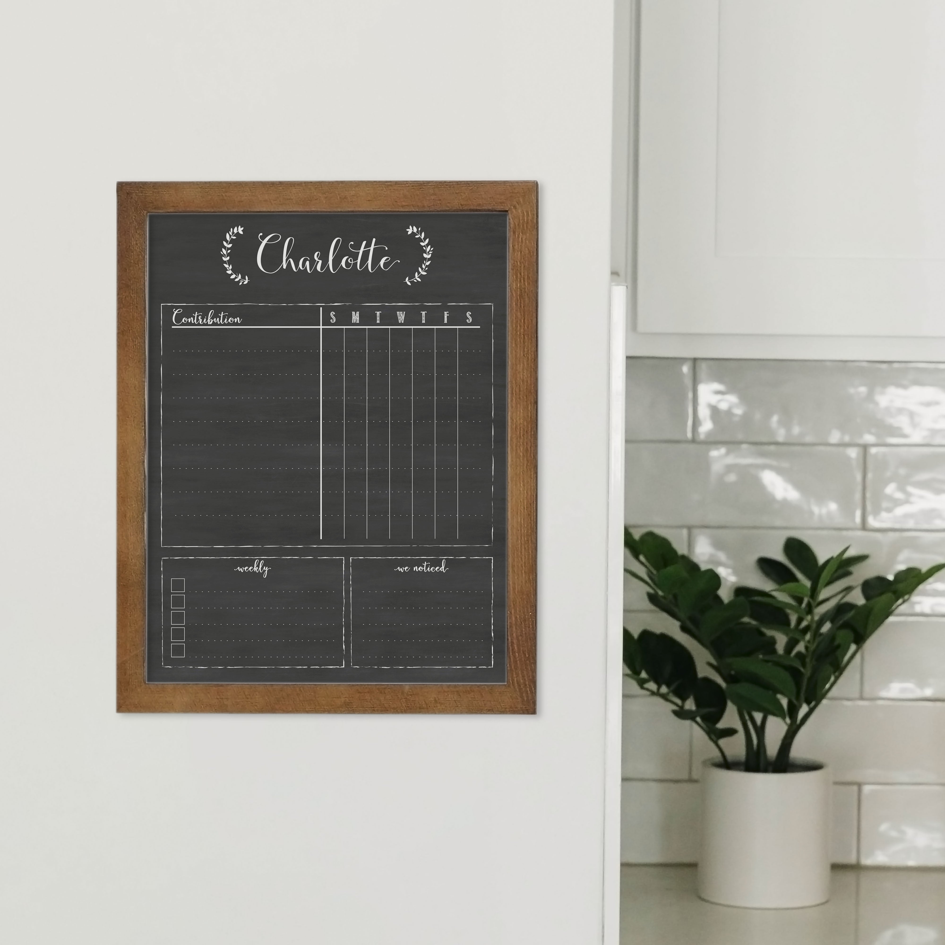 1 Person Framed Chalkboard Chore Chart  | Vertical Eagleton