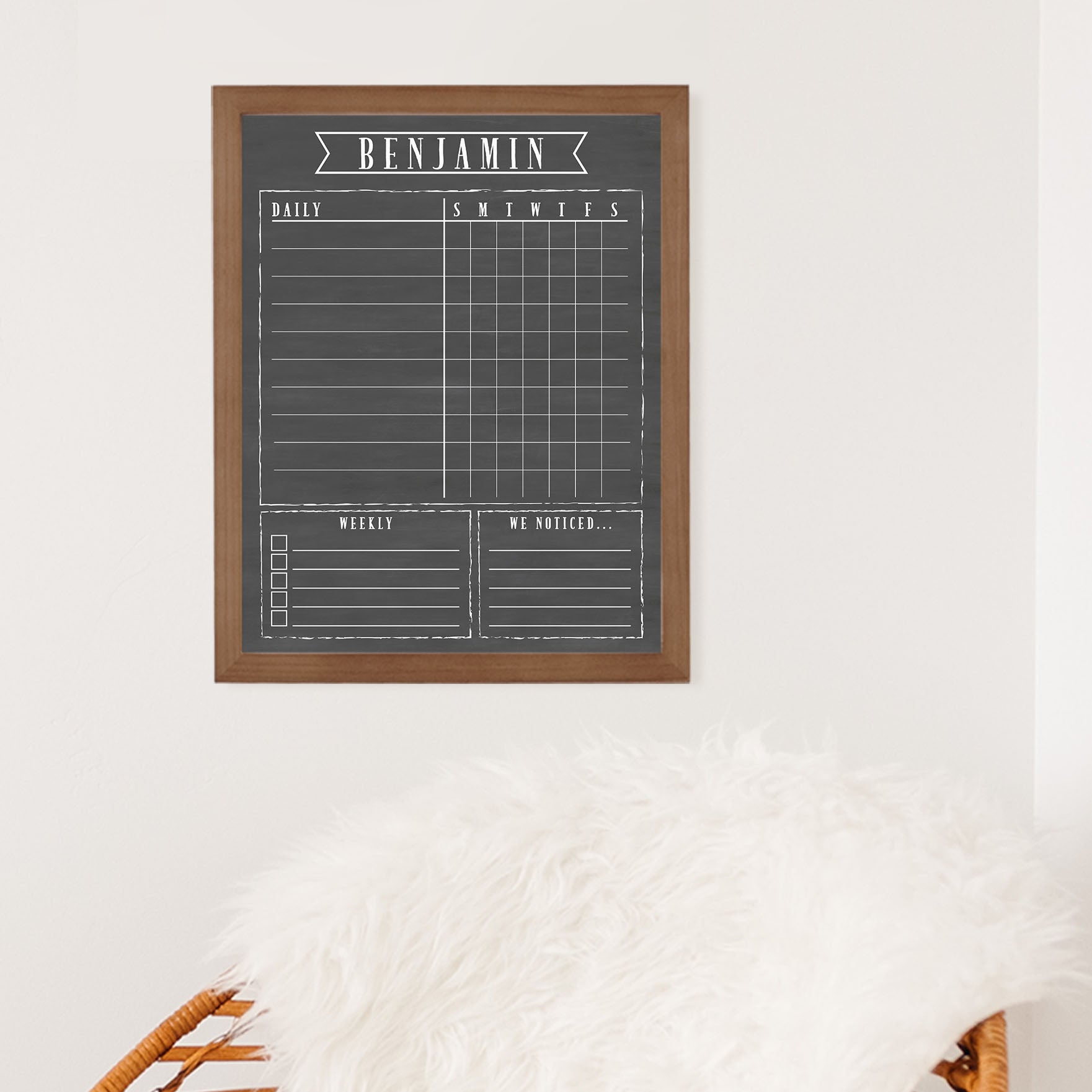 1 Person Framed Chalkboard Chore Chart  | Vertical Swanson