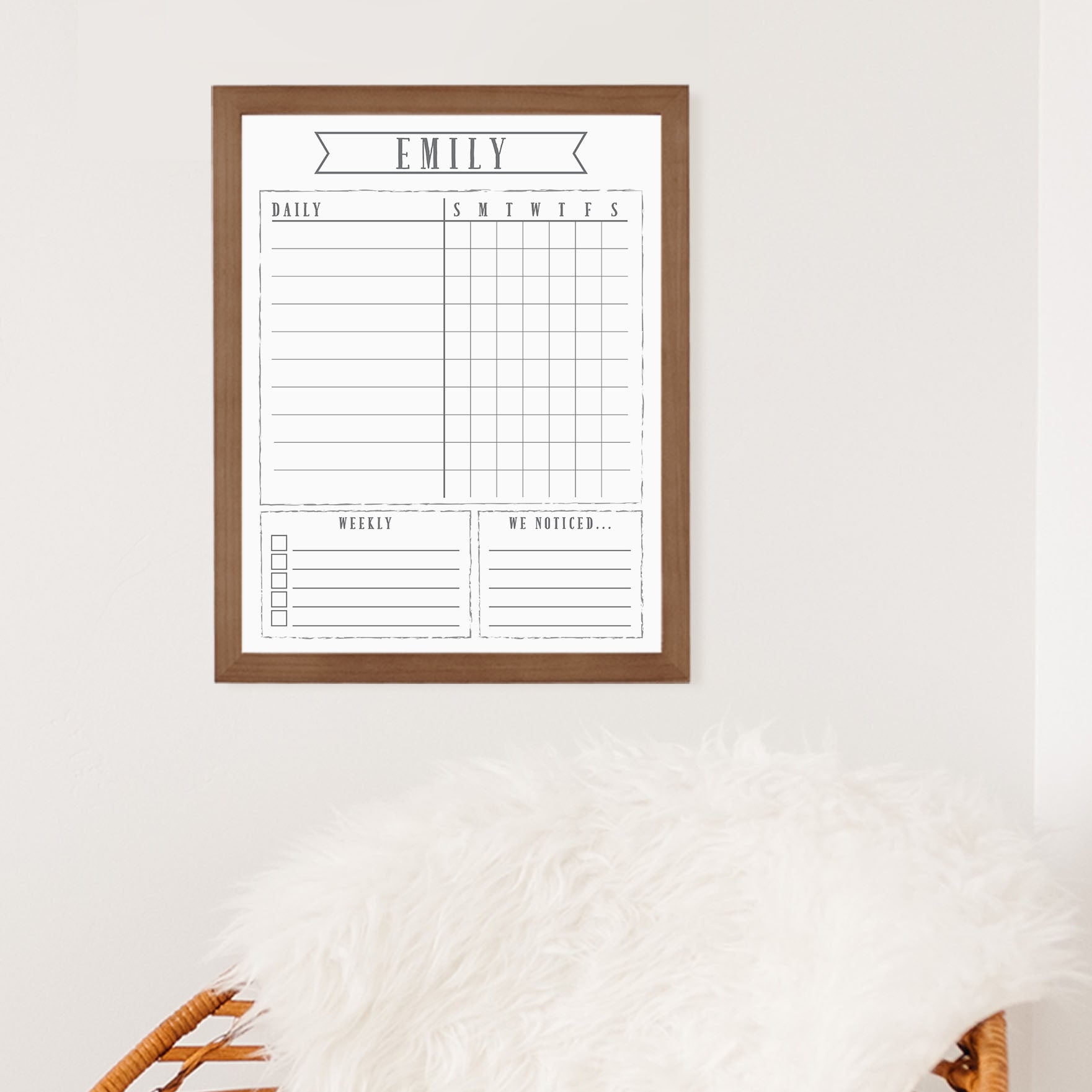 1 Person Framed Whiteboard Chore Chart  | Vertical Swanson
