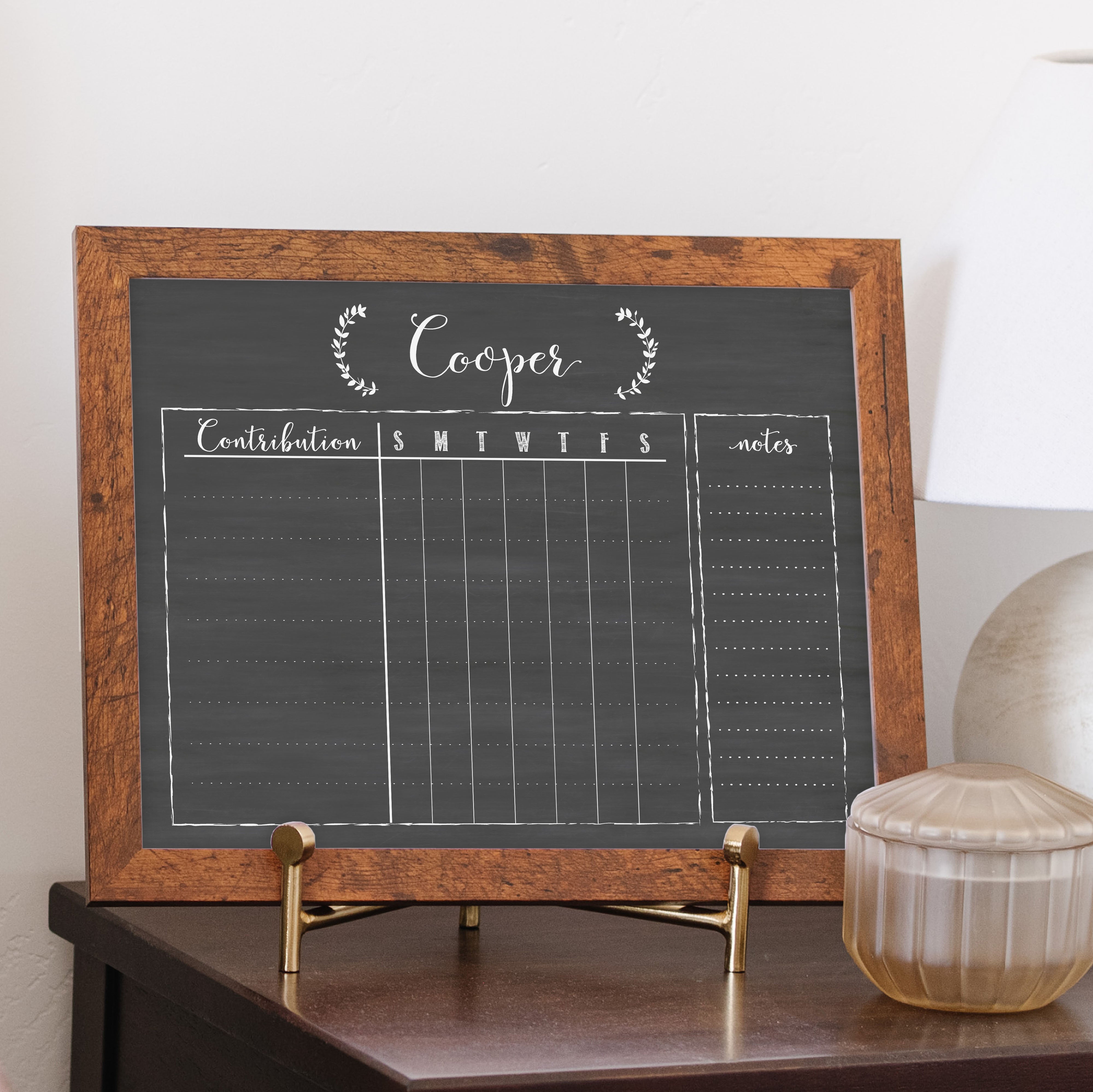 1 Person Framed Chalkboard Chore Chart | Horizontal Eagleton