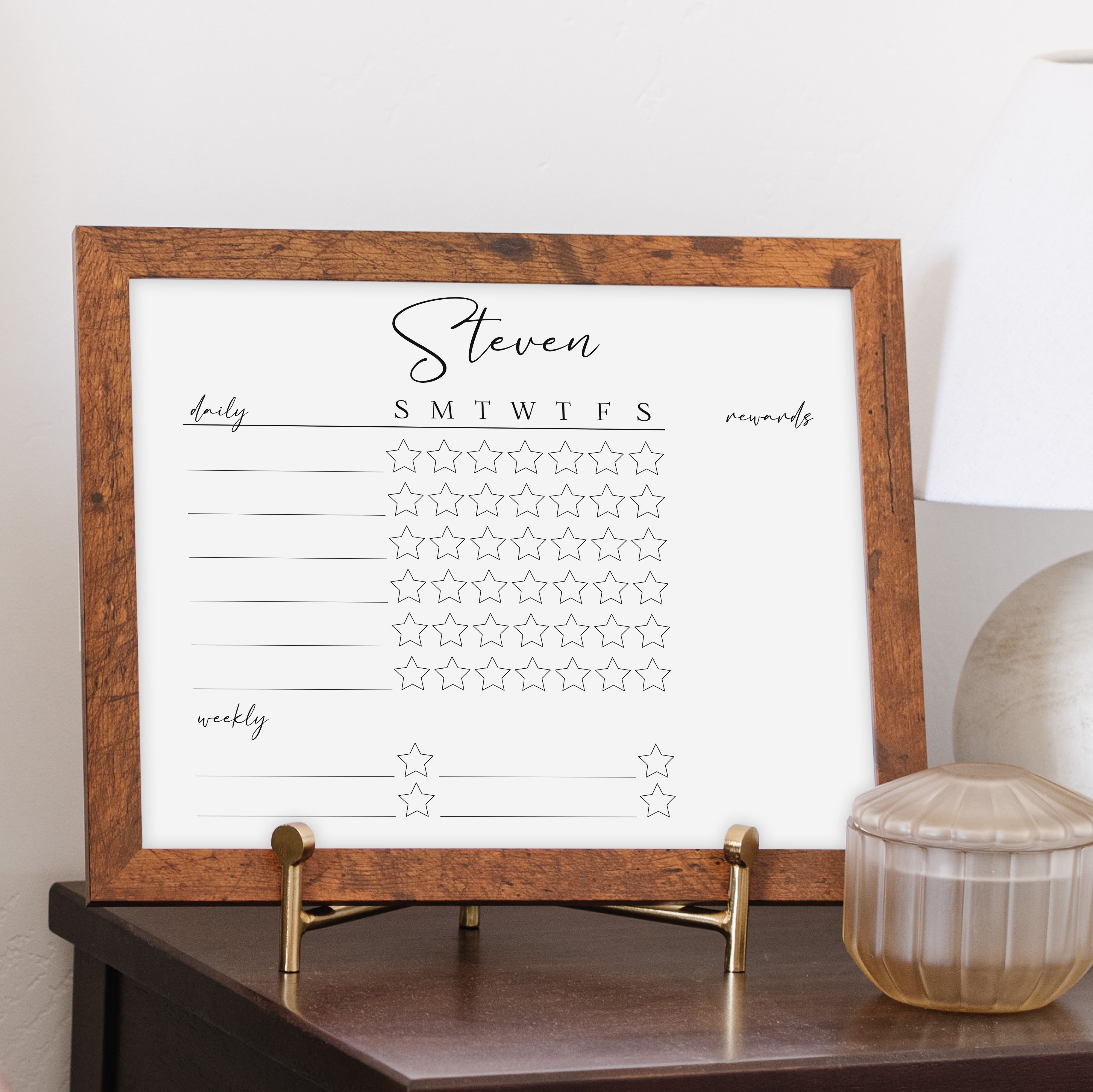 1 Person Framed Whiteboard Reward Chart | Horizontal Pennington