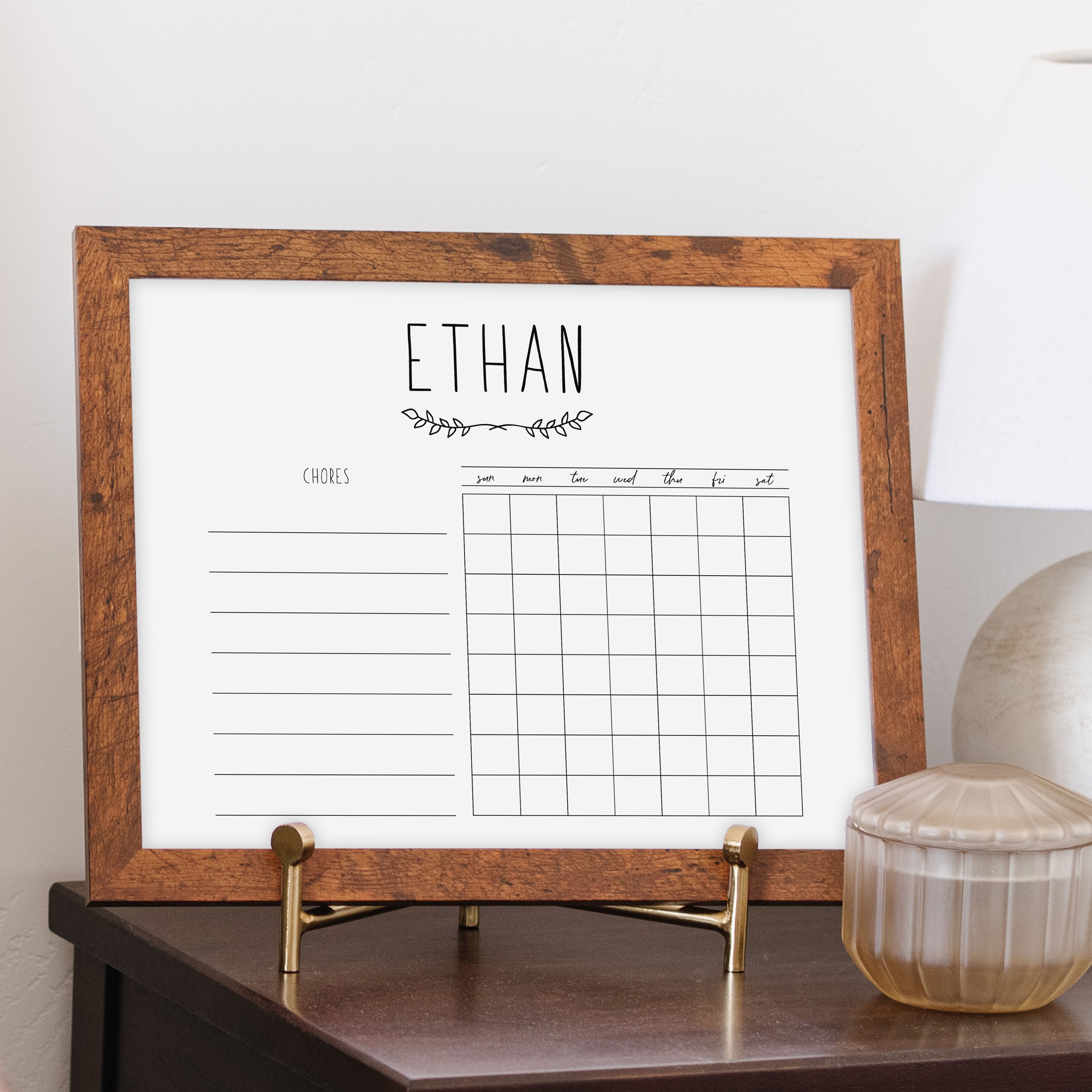 1 Person Framed Whiteboard Chore Chart | Horizontal Lucy