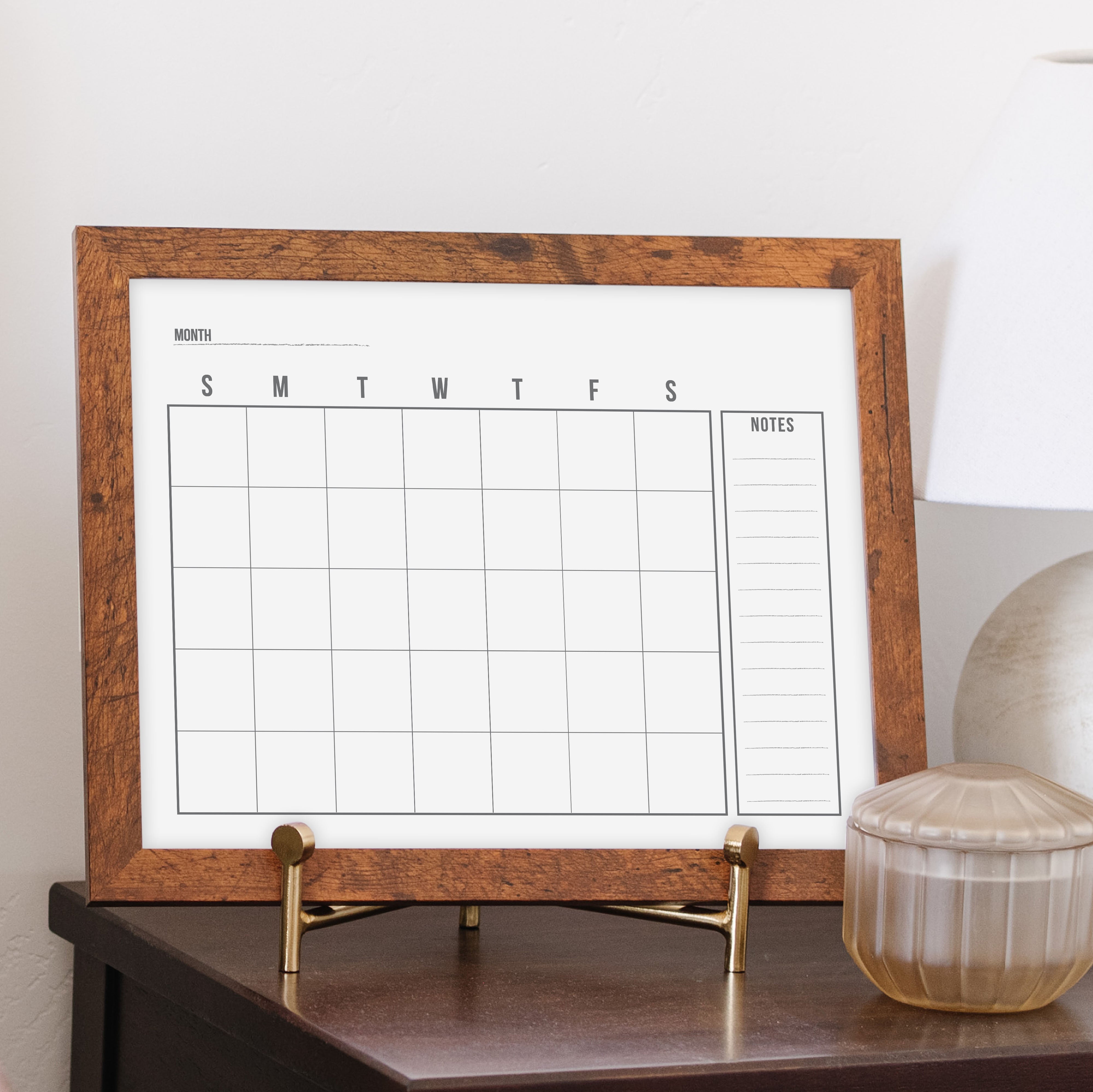 Monthly Framed Whiteboard Calendar + 1 section | Horizontal Dwyer