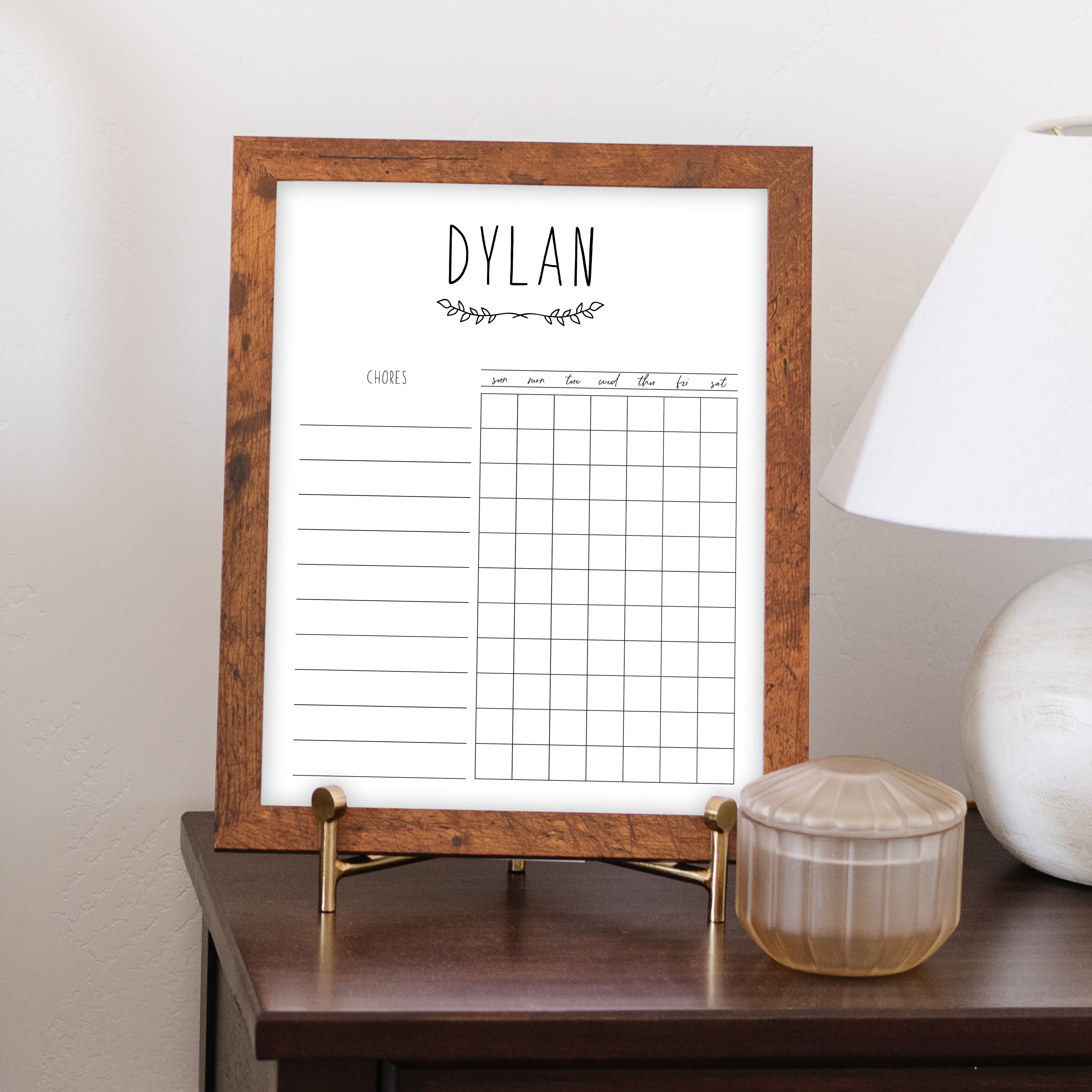 1 Person Framed Whiteboard Chore Chart  | Vertical Lucy