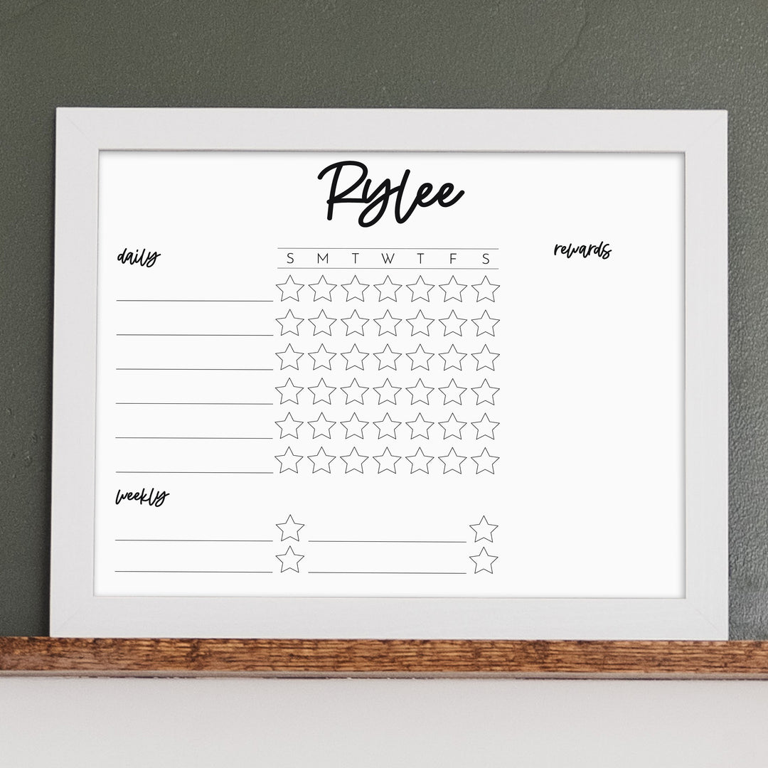 1 Person Framed Whiteboard Reward Chart | Horizontal Monica