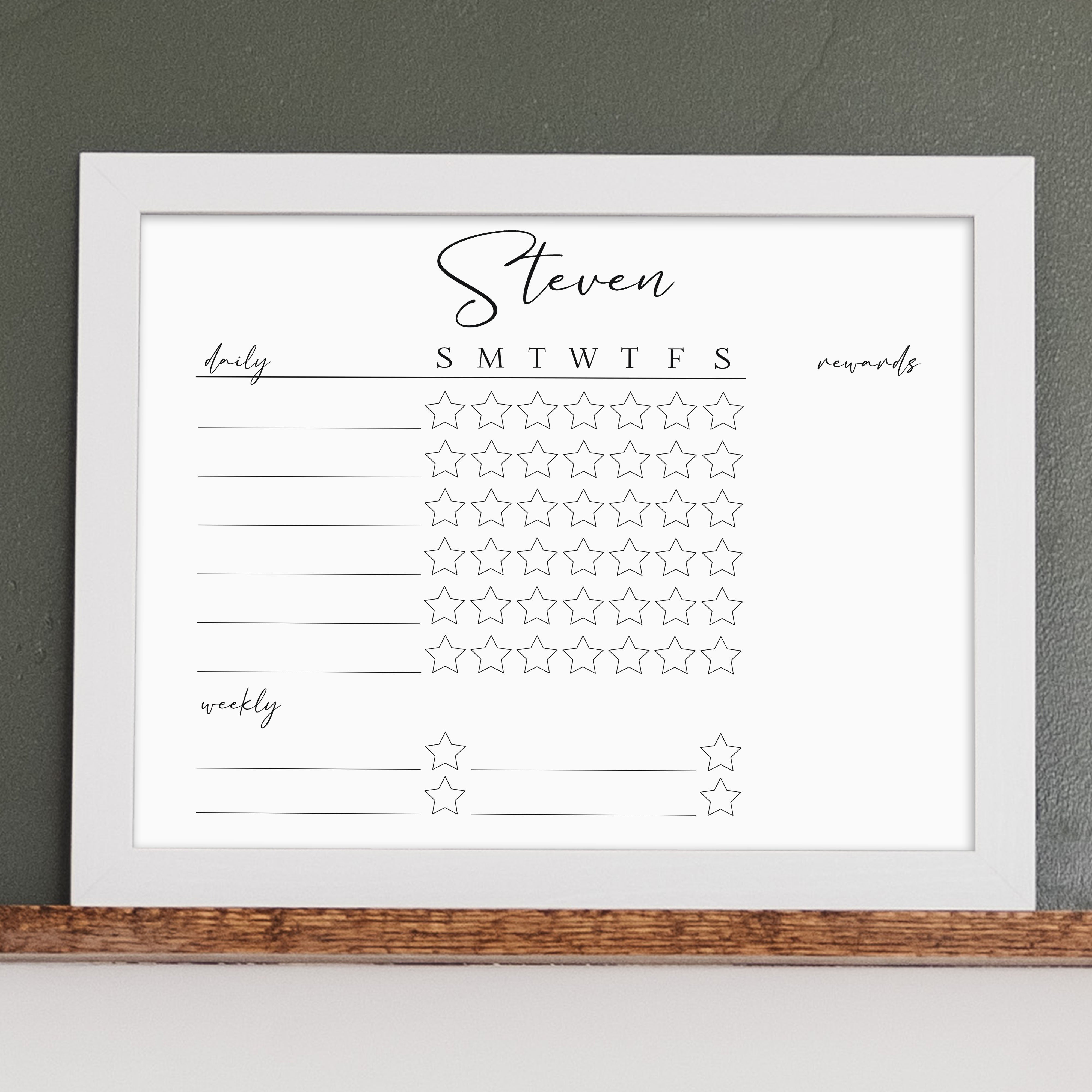 1 Person Framed Whiteboard Reward Chart | Horizontal Pennington