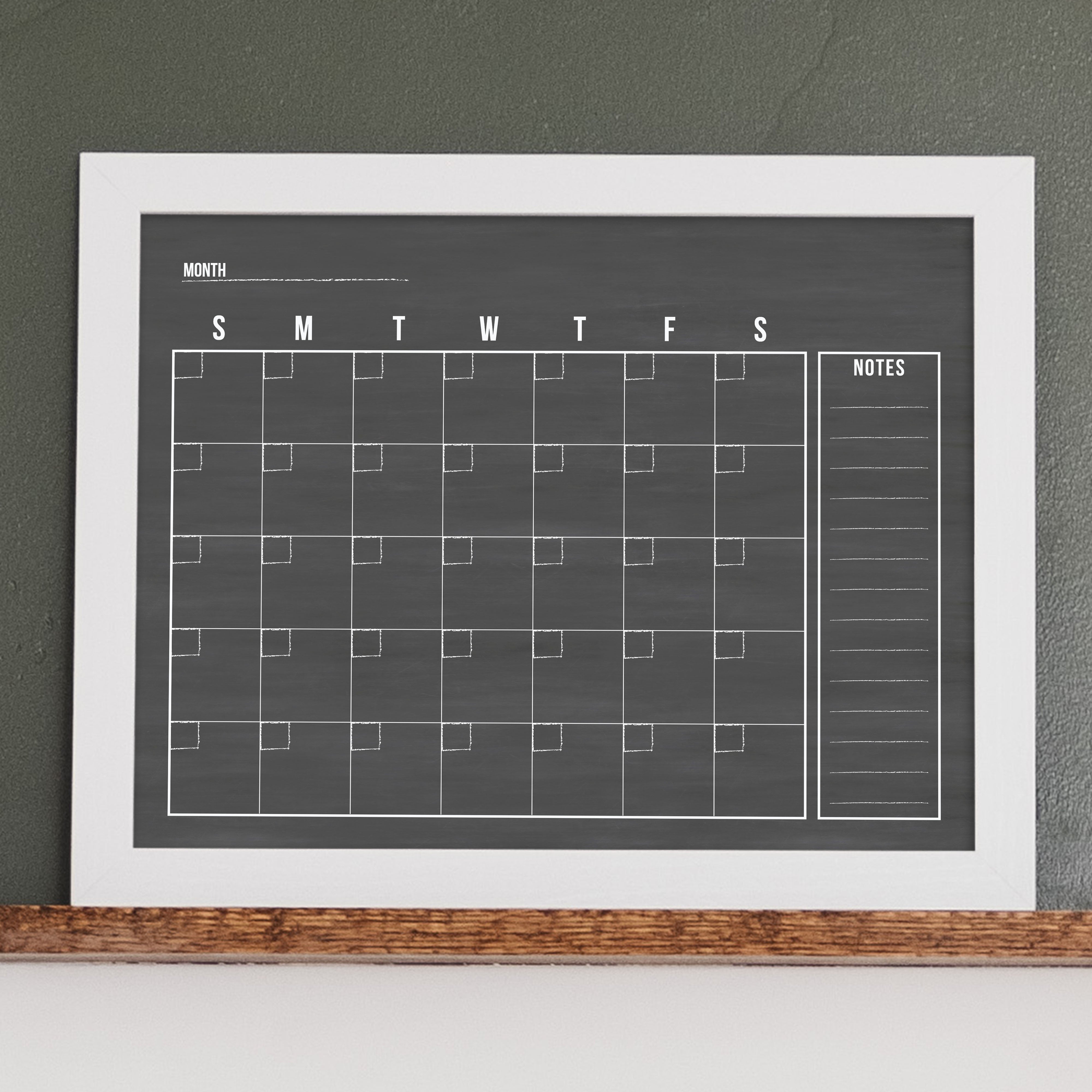 Monthly Framed Chalkboard Calendar + 1 section | Horizontal Dwyer