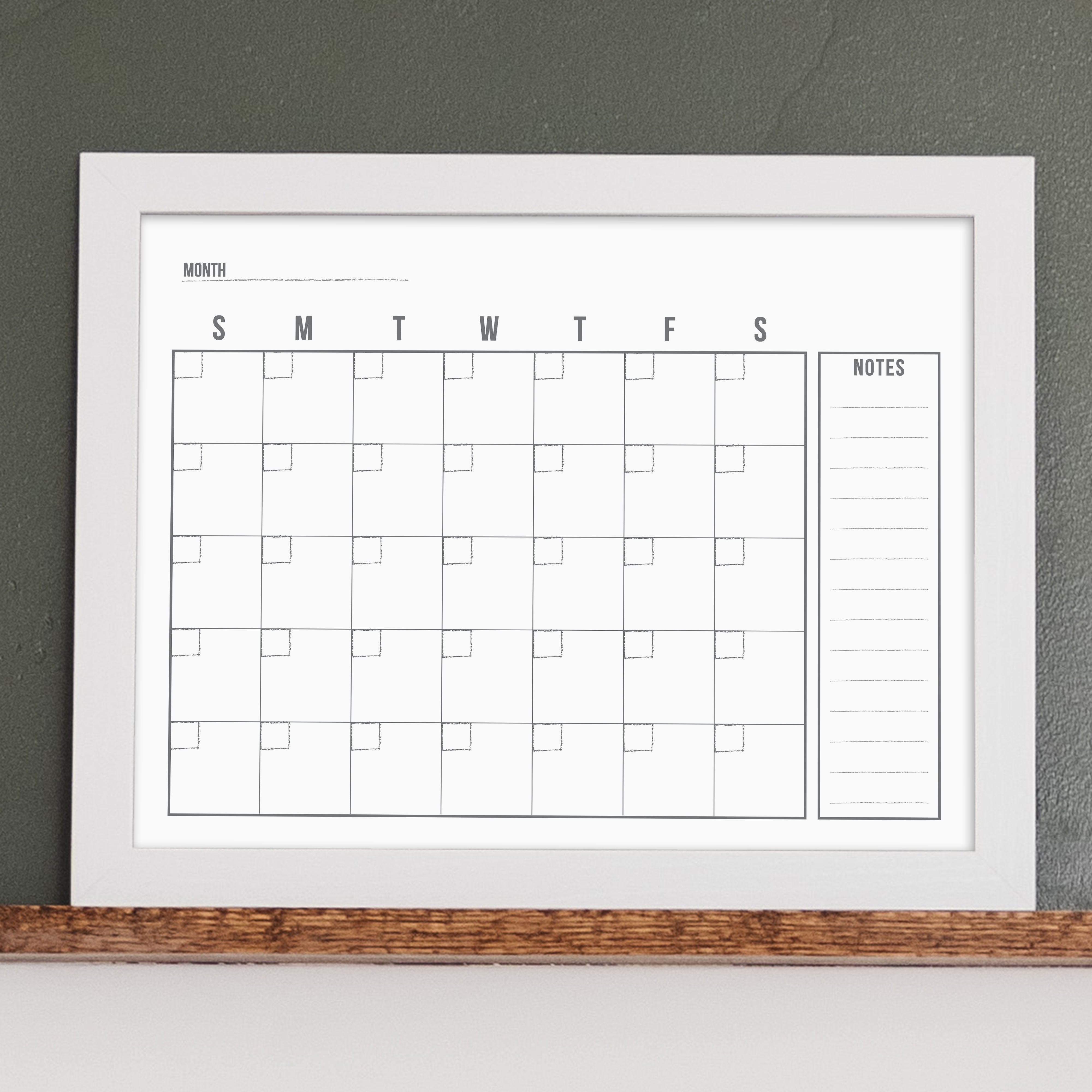 Monthly Framed Whiteboard Calendar + 1 section | Horizontal Dwyer