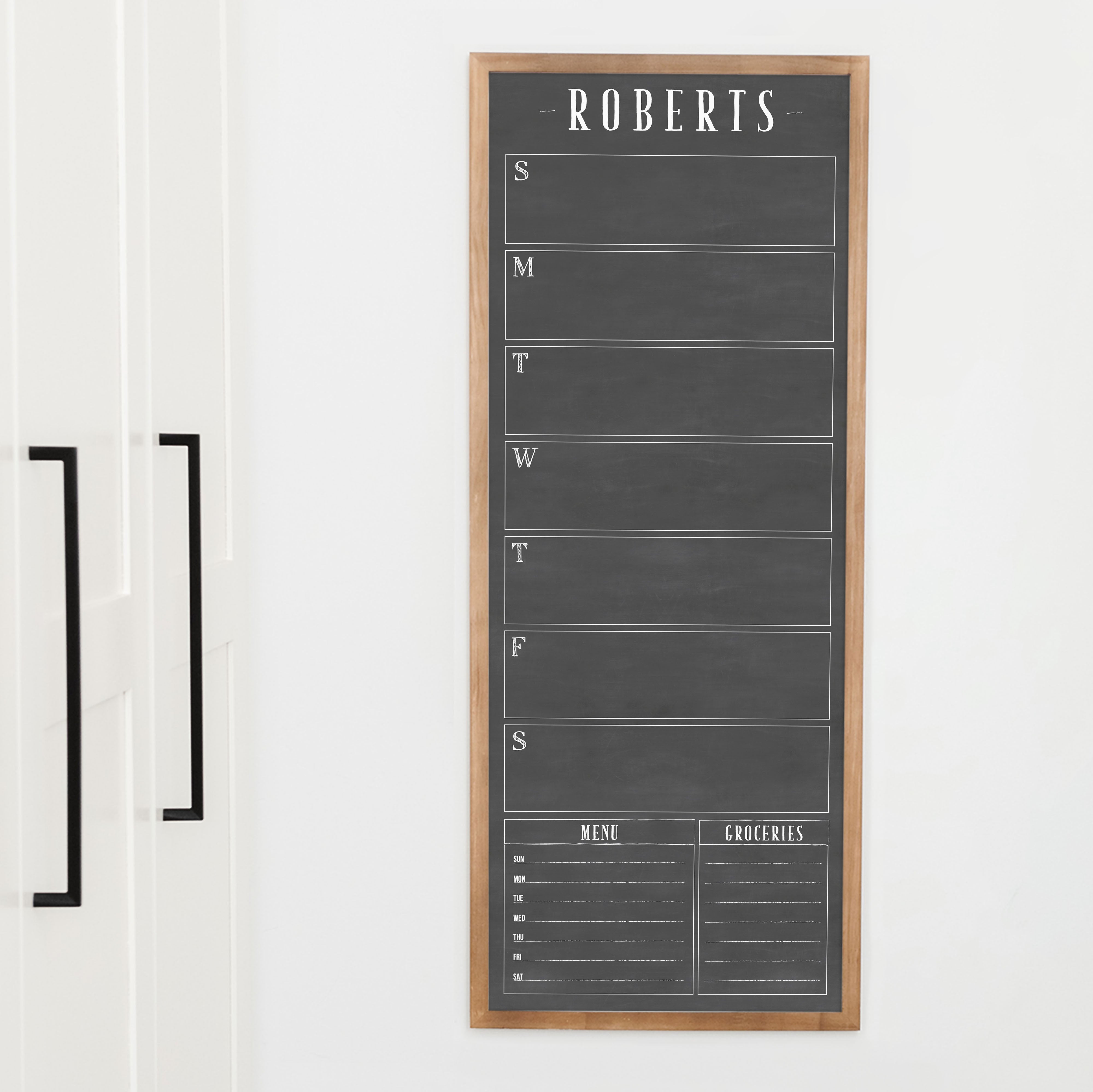 Slim Weekly Framed Chalkboard + 2 sections | Vertical Swanson