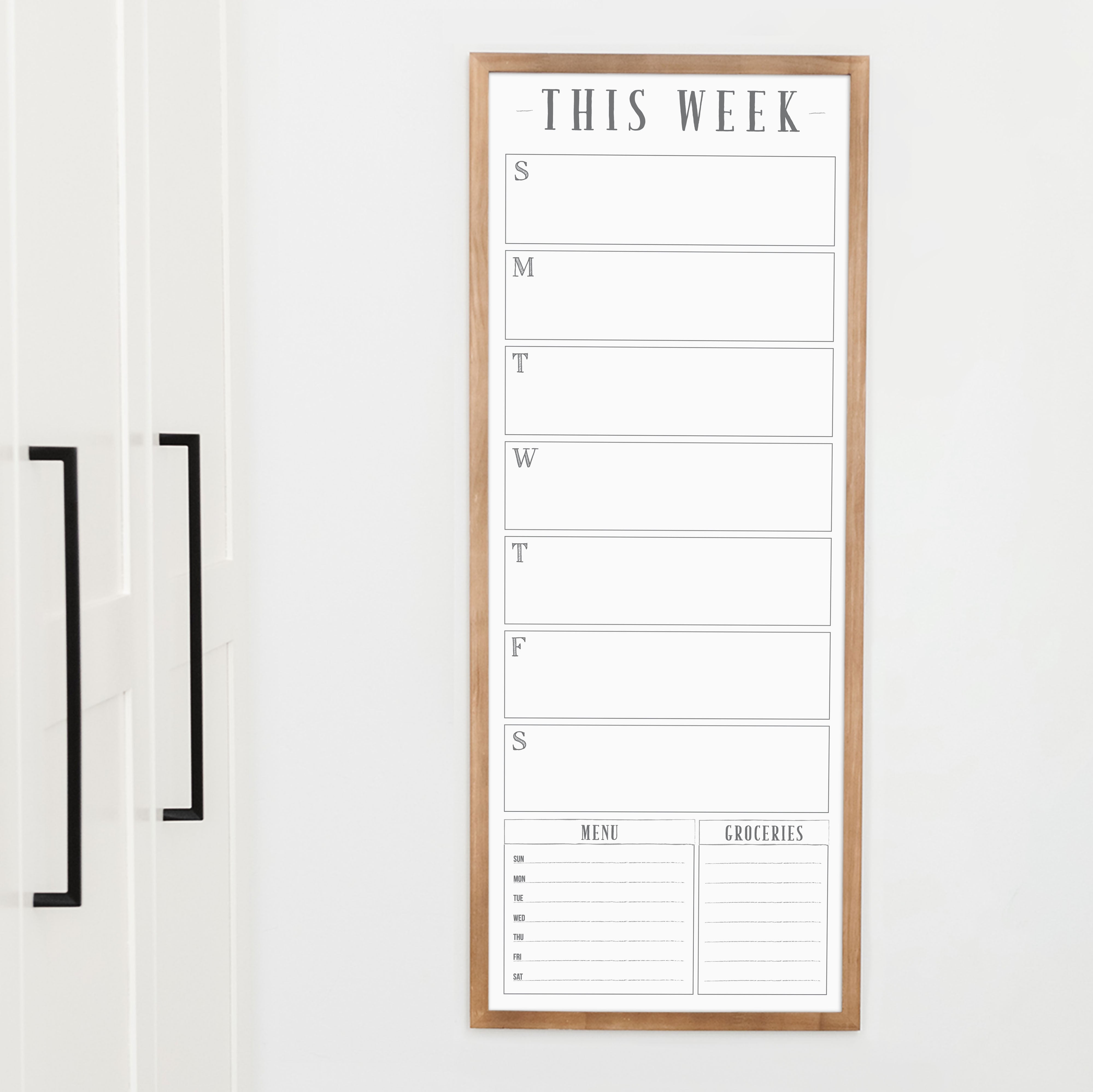 Slim Weekly Framed Whiteboard + 2 sections | Vertical Swanson