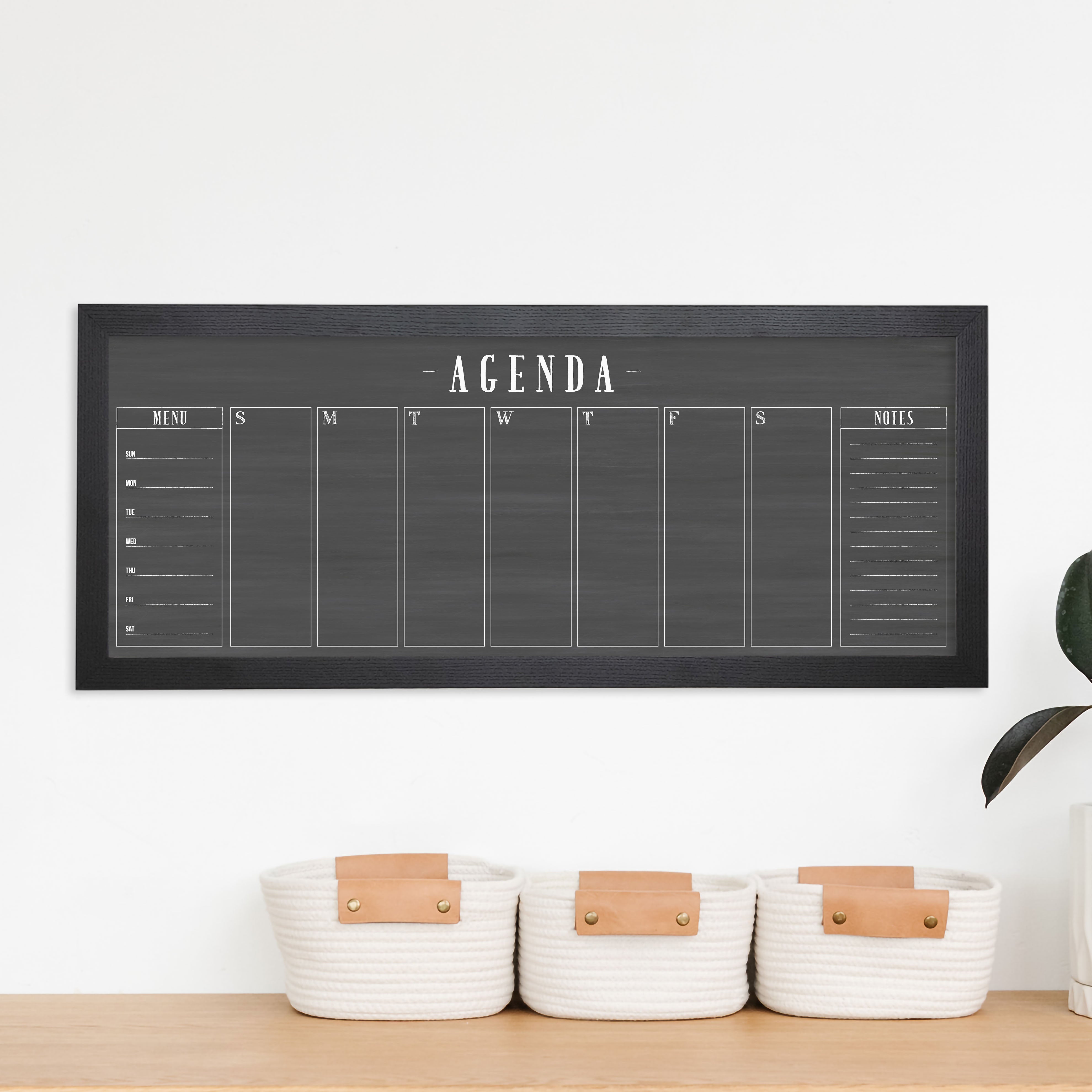 Slim Weekly Framed Chalkboard + 2 sections | Horizontal Swanson